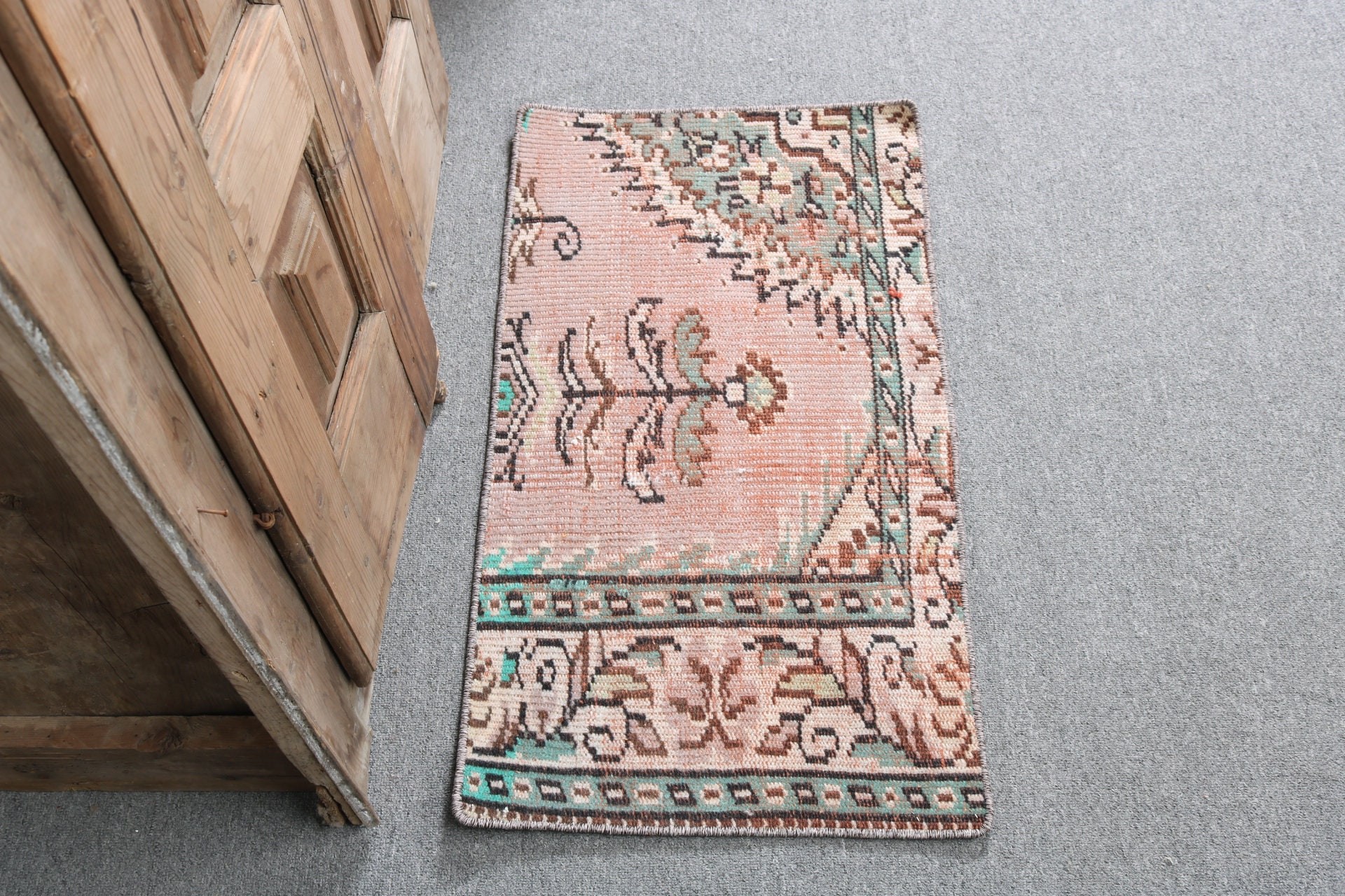 1.5x2.8 ft Küçük Halı, Kahverengi Fas Halıları, Giriş Halısı, Küçük Alan Halıları, Türk Halıları, Vintage Halı, Boho Halıları, Havalı Halı, Yatak Odası Halıları