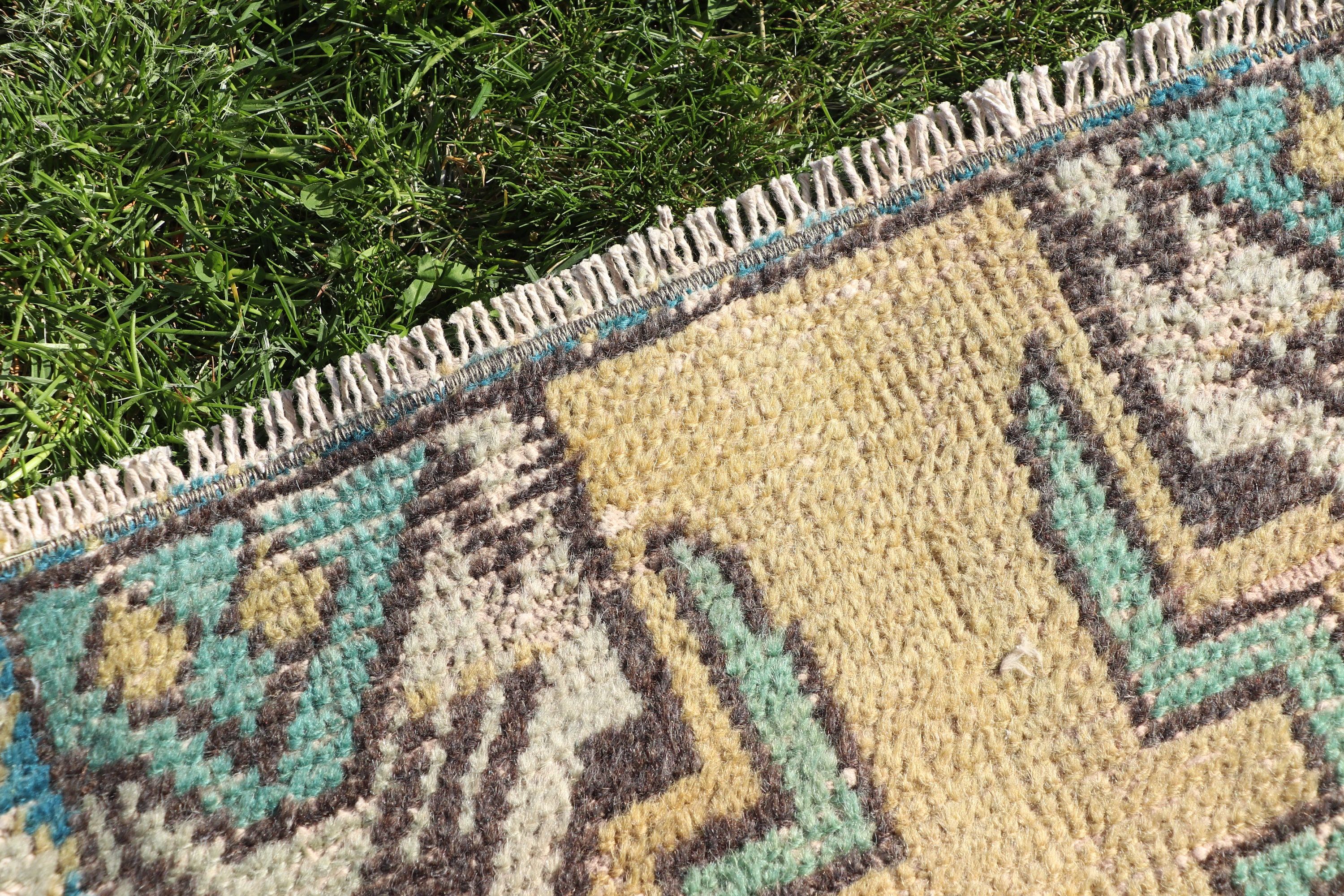 Boho Rugs, Kitchen Rug, Home Decor Rugs, Turkish Rug, Door Mat Rug, 1.5x3.2 ft Small Rug, Yellow Home Decor Rugs, Office Rug, Vintage Rugs