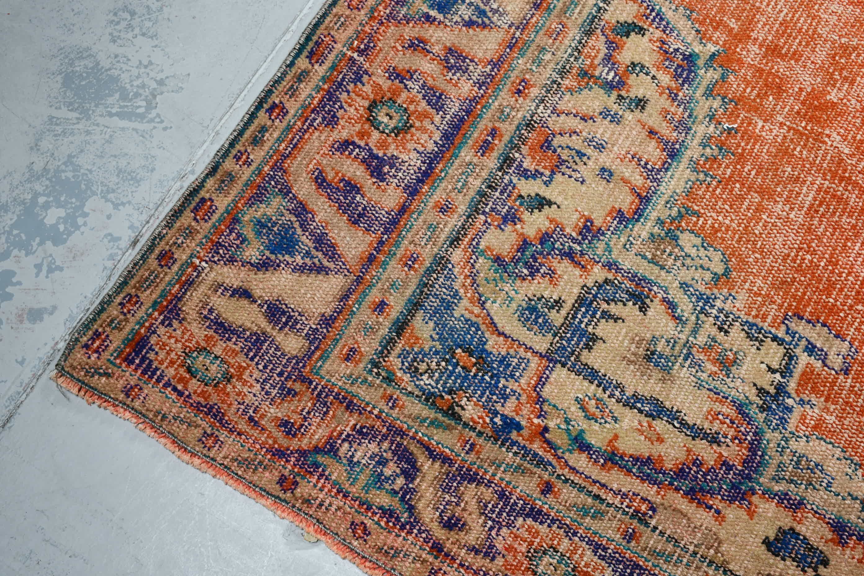 Orange Floor Rugs, Anatolian Rug, 6.2x9.7 ft Large Rugs, Vintage Rugs, Dining Room Rug, Bright Rugs, Bedroom Rug, Floor Rug, Turkish Rug