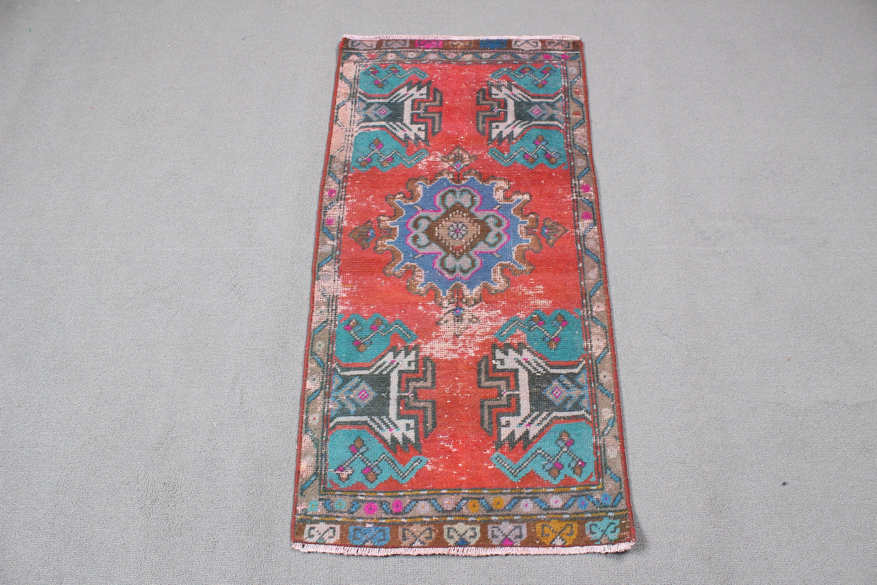 1.7x3.4 ft Küçük Halılar, Kırmızı El Dokuma Halılar, Boho Halılar, Açıklama Halıları, Giriş Halısı, Türk Halıları, Oryantal Halılar, Vintage Halılar, Yatak Odası Halıları