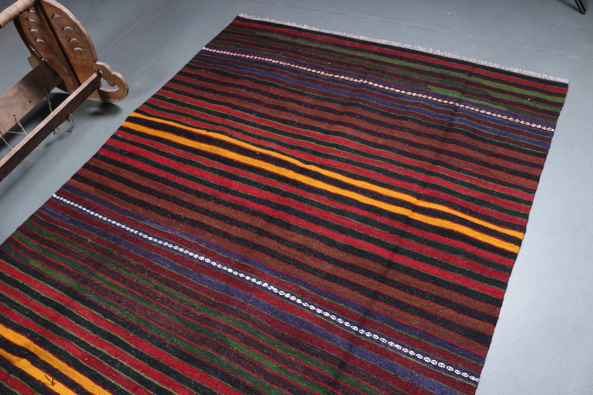 Nostaljik Kilim, Yatak odası Kilim, Yatak odası Kilim, Siyah Yatak odası Kilim, Oturma odası Kilim, 157x351 cm Salon Kilim, Uşak Kilim