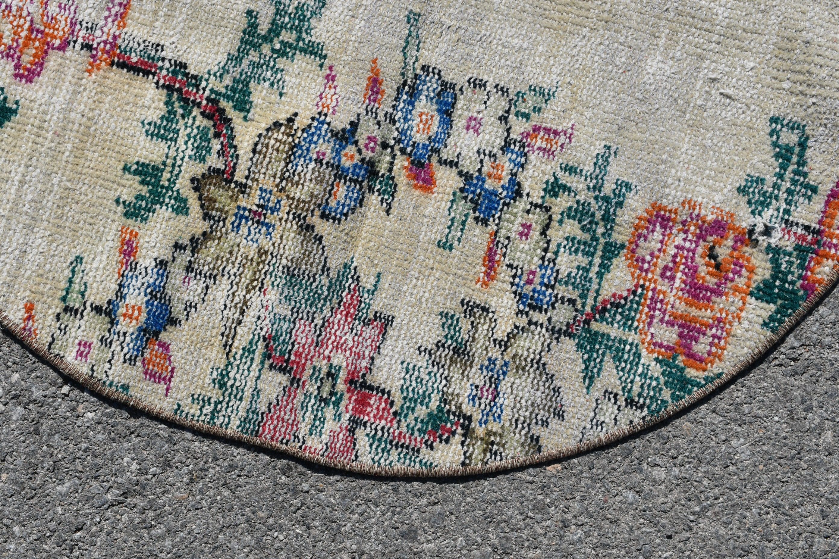 Home Decor Rugs, 2.8x2.8 ft Small Rugs, Car Mat Rugs, Bright Rug, Oushak Rug, Vintage Rugs, Turkish Rug, Rugs for Bedroom, Bedroom Rugs