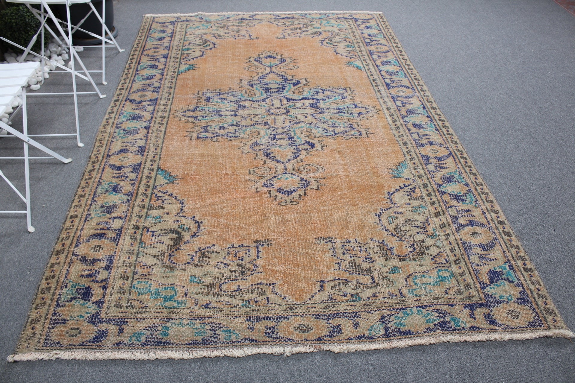 Floor Rug, Home Decor Rugs, Salon Rugs, Dining Room Rug, Vintage Rug, Orange  5.6x8.6 ft Large Rug, Turkish Rug, Eclectic Rugs