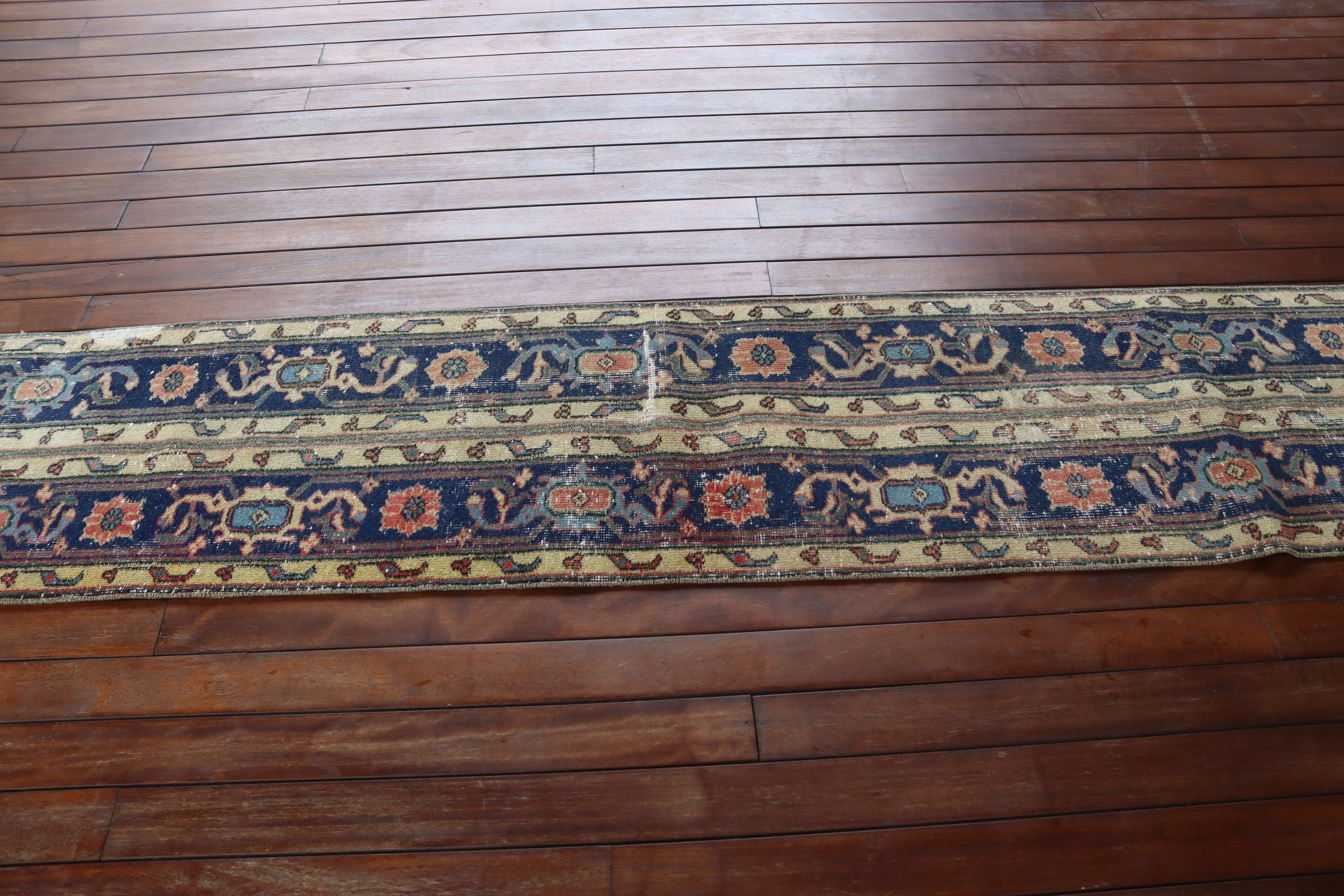 Blue Wool Rugs, Turkish Rugs, Vintage Runner Rugs, Oushak Runner Rug Rugs, Bedroom Rug, Cool Rugs, Vintage Rugs, 1.7x10.7 ft Runner Rug