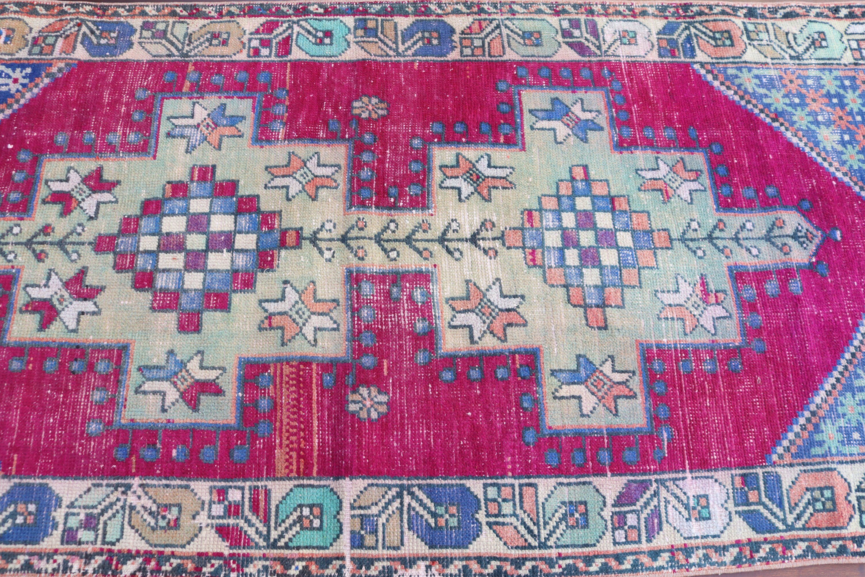 Türk Halısı, Lüks Halı, 3.3x9.4 ft Runner Halısı, Vintage Halı, Statement Halıları, Runner Kilimleri, Pembe Statement Halısı, Mutfak Halısı, Modern Halı