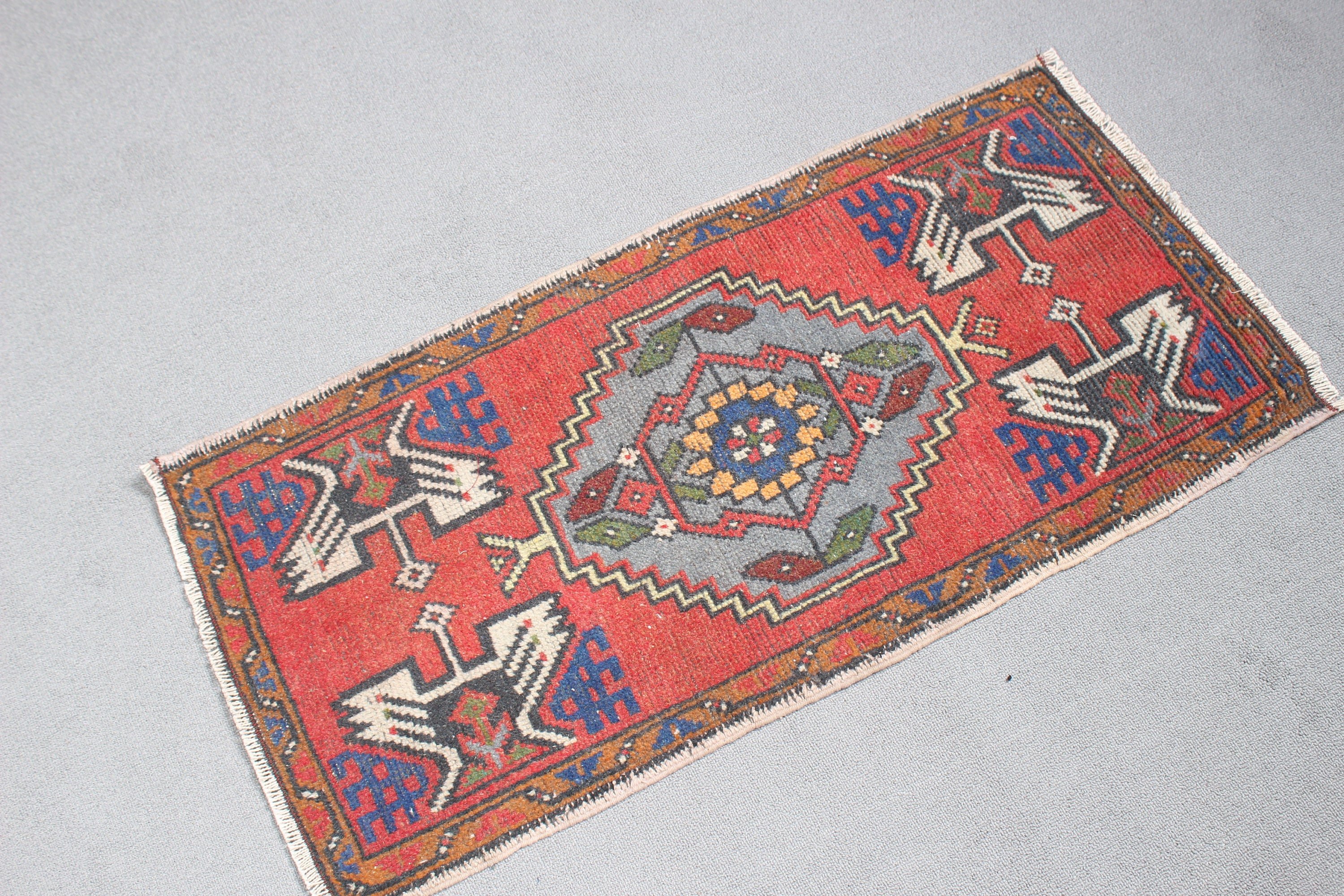 Vintage Rugs, Kitchen Rugs, Small Area Rug, Bedroom Rugs, Red Oushak Rugs, Turkish Rugs, Car Mat Rug, Artistic Rug, 1.6x3.2 ft Small Rugs