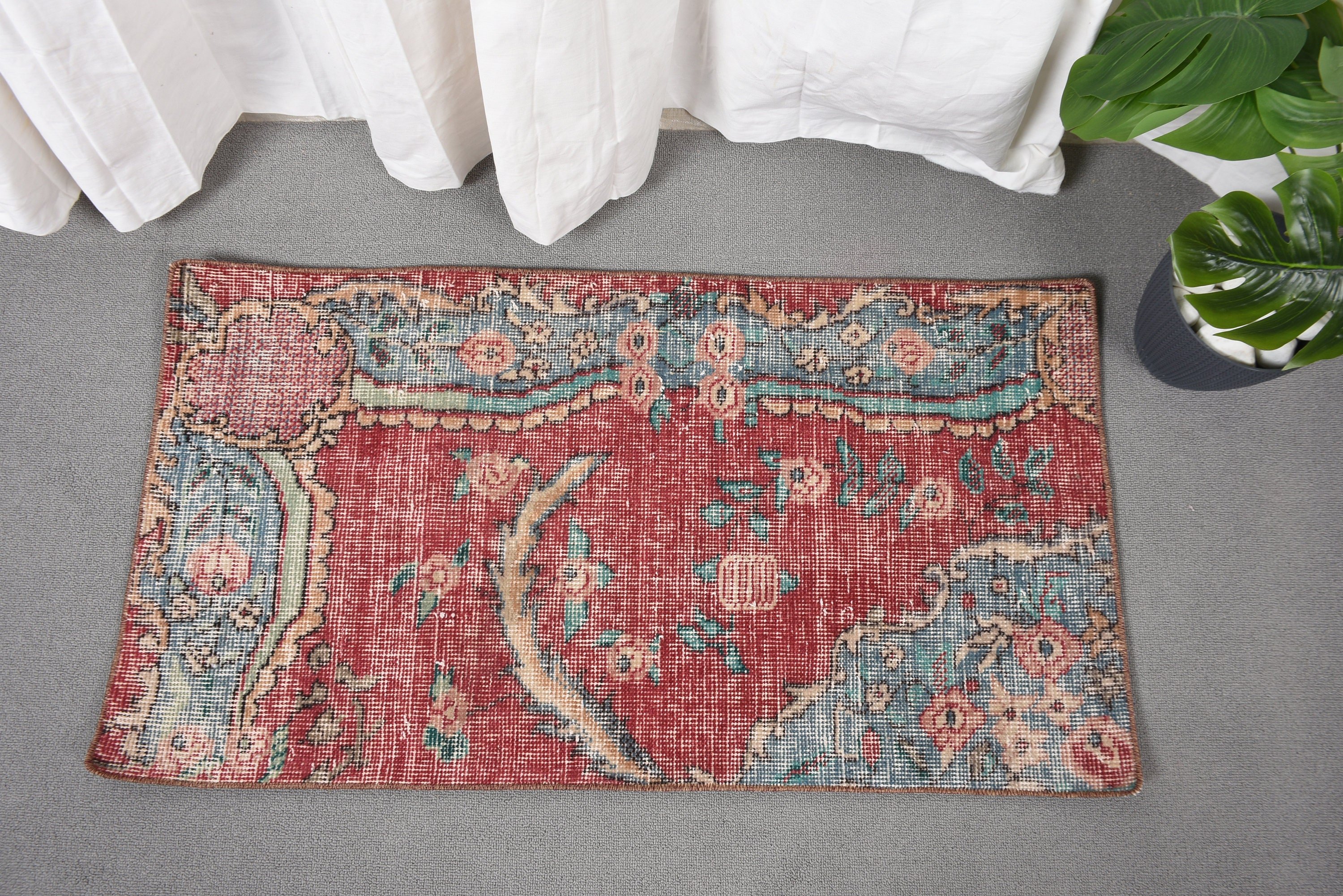 1.8x3.3 ft Küçük Halılar, Anadolu Halıları, Küçük Boho Halısı, Türk Halıları, Vintage Halılar, Ev Dekor Halısı, Kırmızı Oryantal Halı, Küçük Alan Halısı