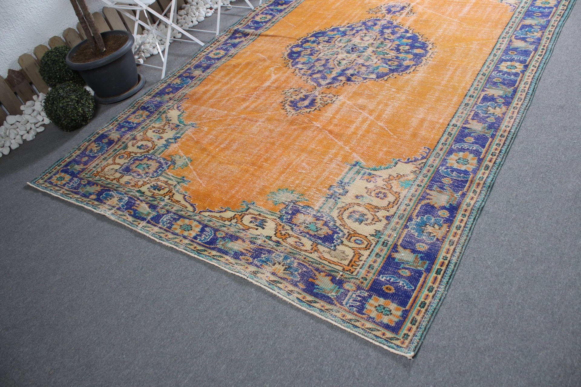 Cool Rug, Pale Rug, Living Room Rug, 6.6x10.5 ft Large Rugs, Salon Rugs, Antique Rug, Orange Home Decor Rugs, Turkish Rugs, Vintage Rugs