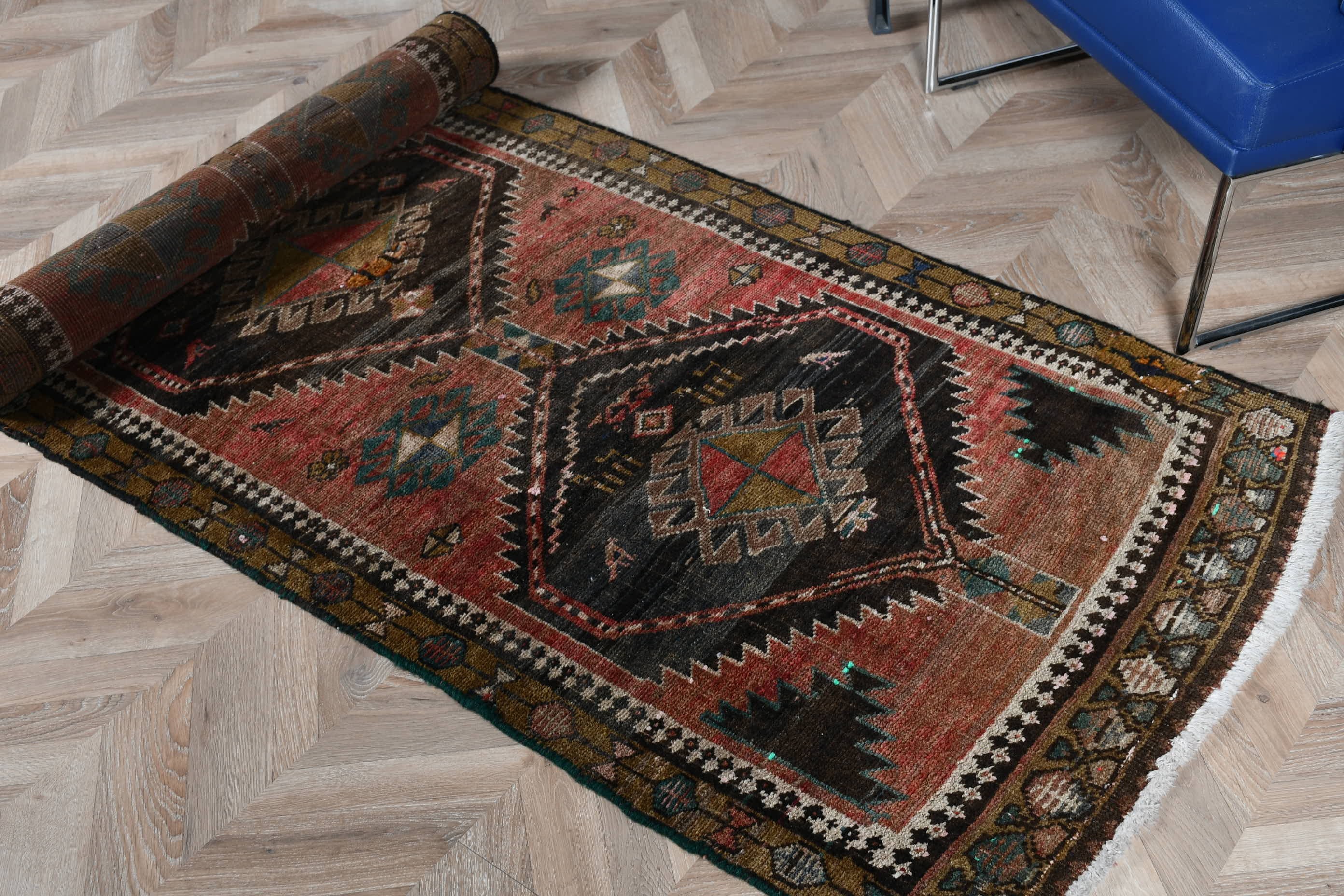 Anatolian Rug, Decorative Rug, Red Wool Rug, Kitchen Rug, Turkish Rug, Vintage Rug, 2.9x8.7 ft Runner Rug, Cool Rug, Rugs for Hallway
