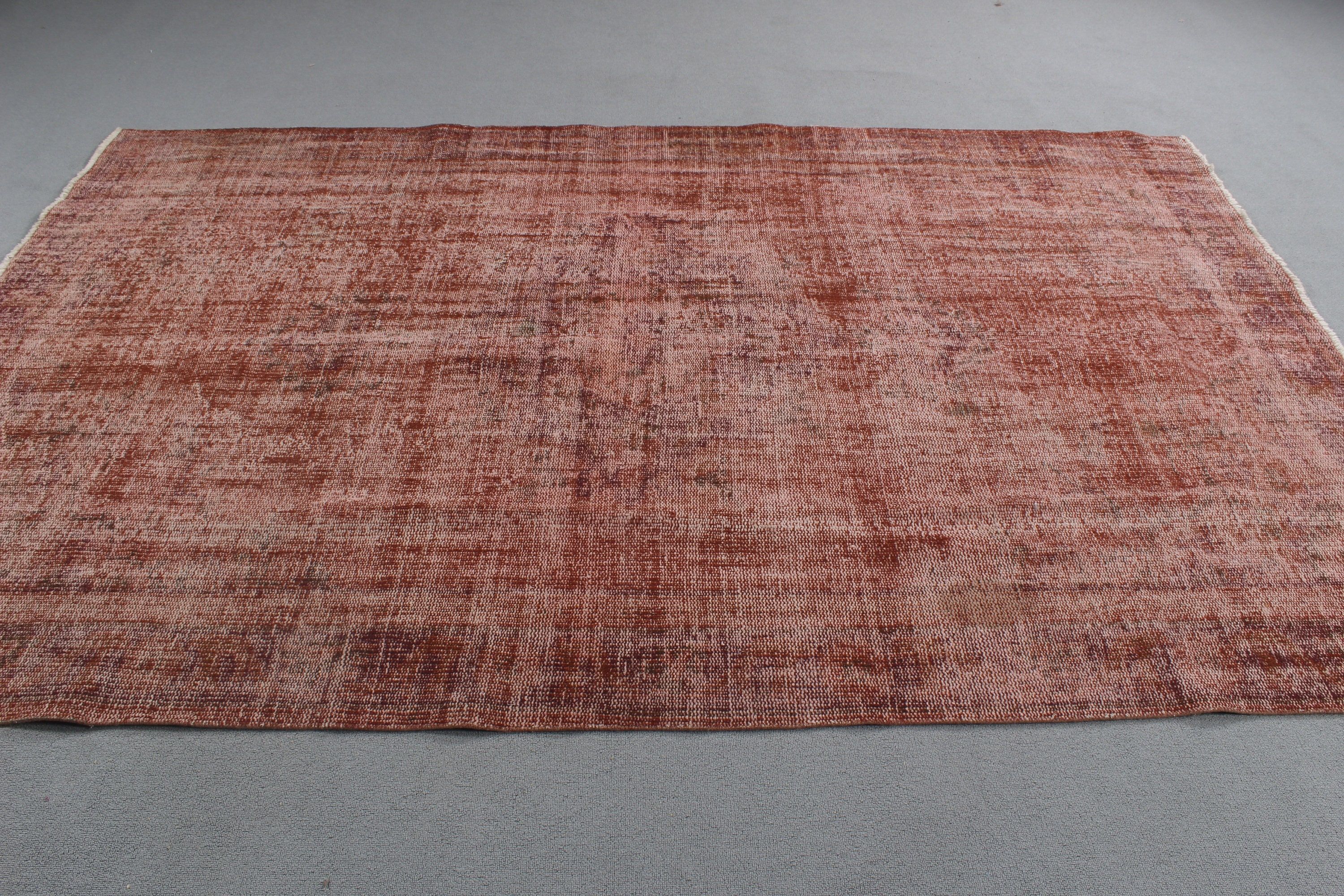 Pembe Nötr Halı, Türk Halısı, 5.7x8.9 ft Büyük Halılar, Vintage Halı, Büyük Oushak Halıları, Büyük Boho Halıları, Modern Halılar, Düz Dokuma Halılar