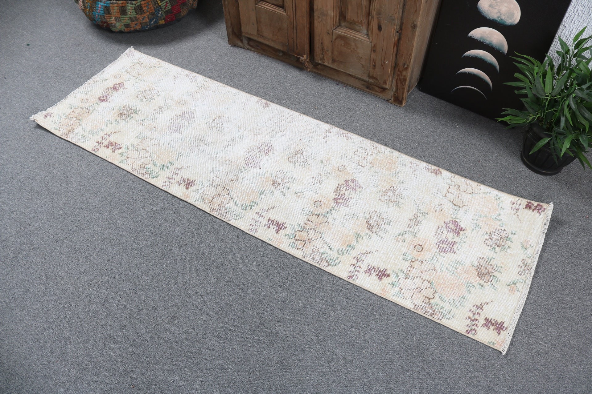 Vintage Halı, Merdiven Halısı, Mutfak Halısı, Mutfak Halıları, Egzotik Halı, Oushak Halıları, 1.8x6.2 ft Runner Halıları, Bej Fas Halısı, Türk Halıları