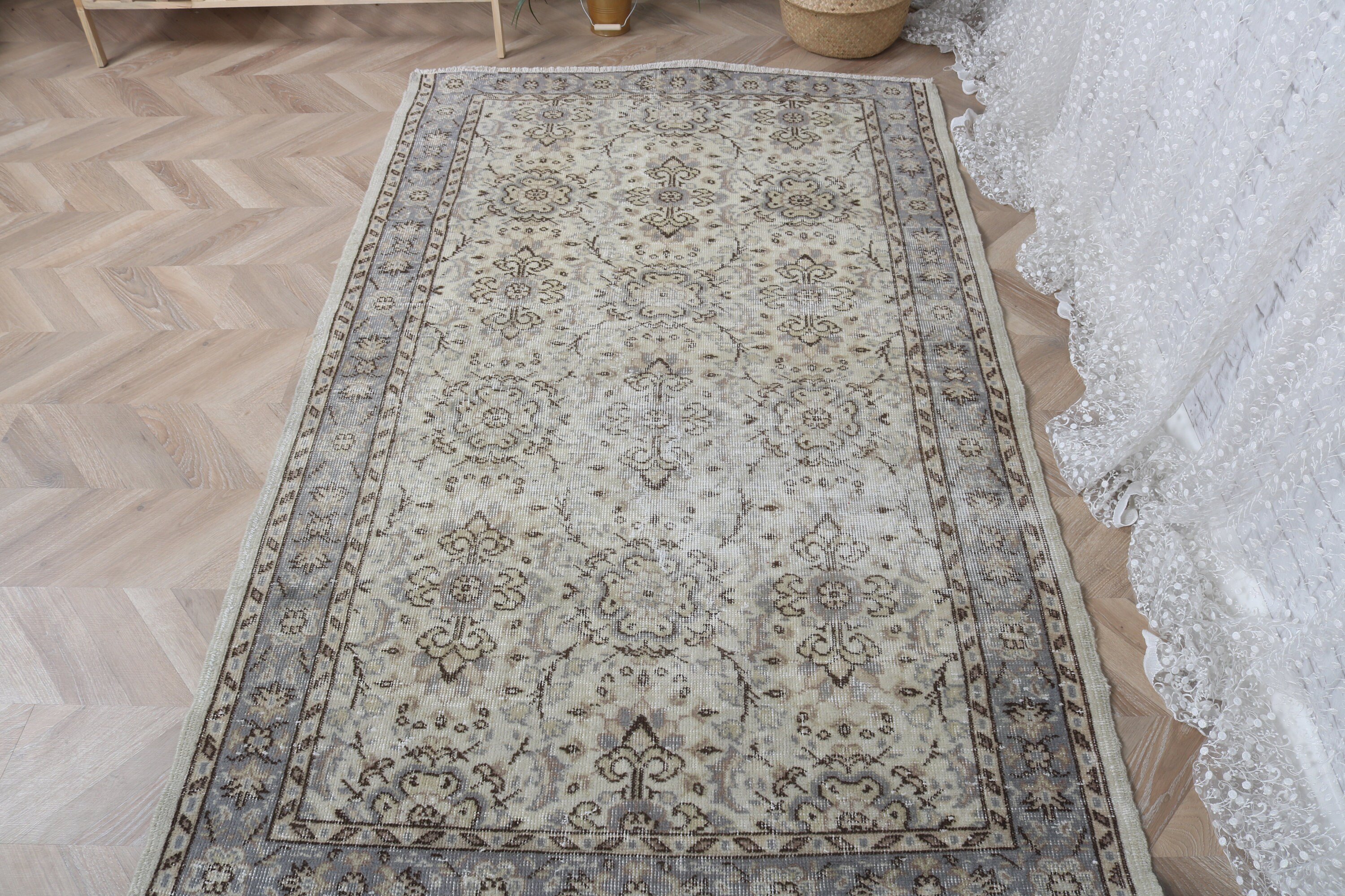 Rugs for Nursery, Turkish Rug, Antique Rugs, Vintage Rug, Indoor Rug, Cool Rugs, Kitchen Rug, 4x6.5 ft Area Rugs, Beige Handwoven Rug