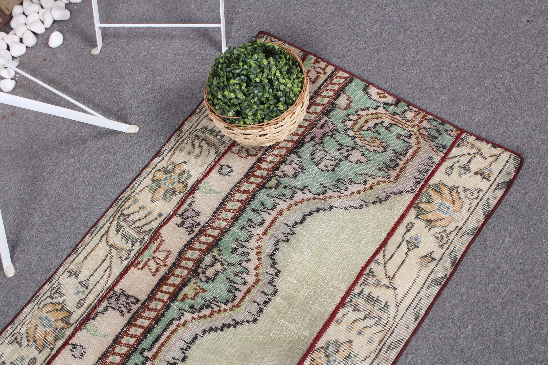 Moroccan Rug, Bathroom Rug, Turkish Rug, Bedroom Rugs, Turkey Rugs, Rugs for Kitchen, Green  2.3x3.9 ft Small Rug, Vintage Rug