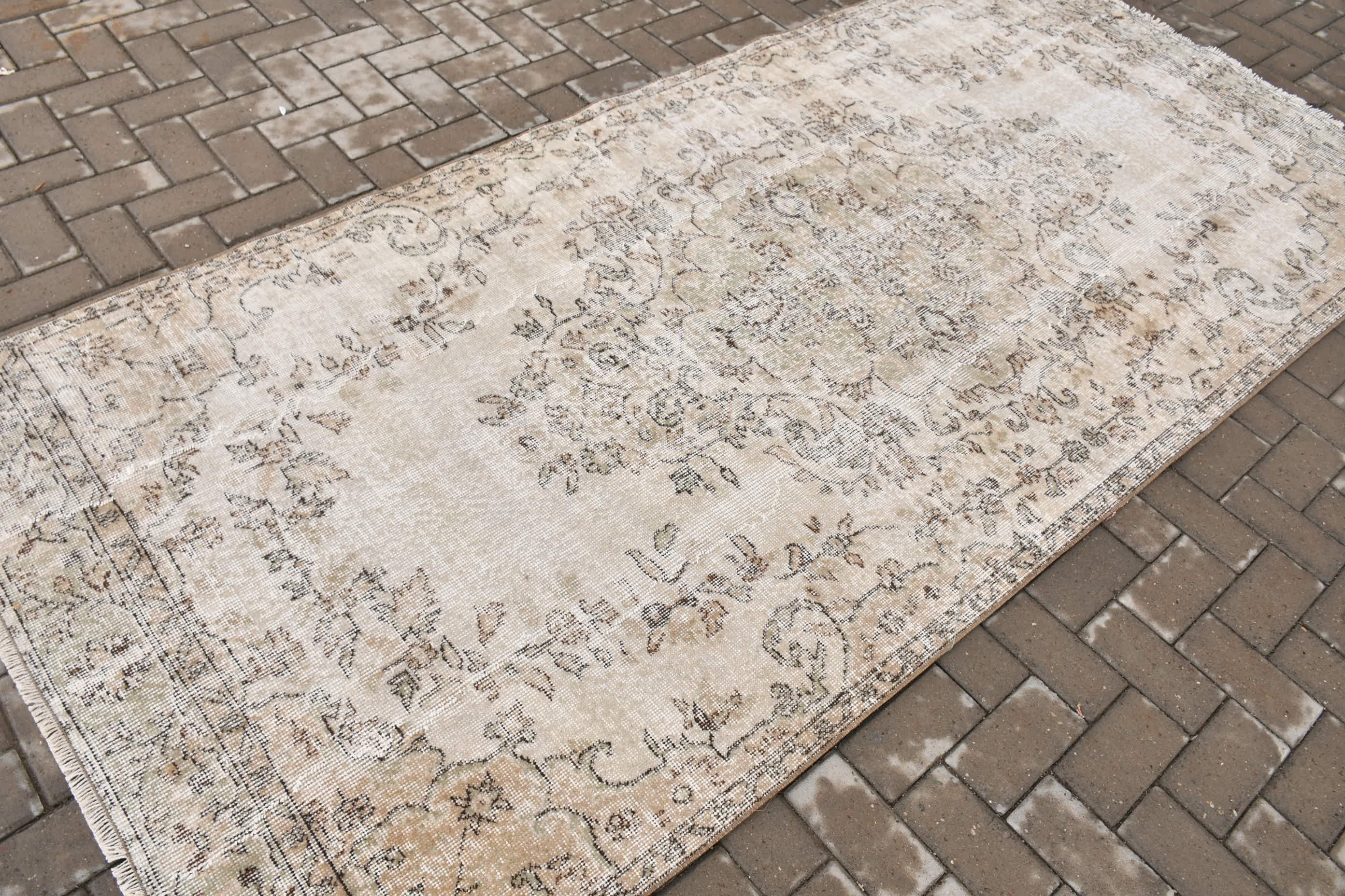 Vintage Rug, Beige Oriental Rugs, Salon Rug, Home Decor Rug, Dining Room Rugs, Ethnic Rugs, Turkish Rug, Floor Rug, 4.3x9.5 ft Large Rug