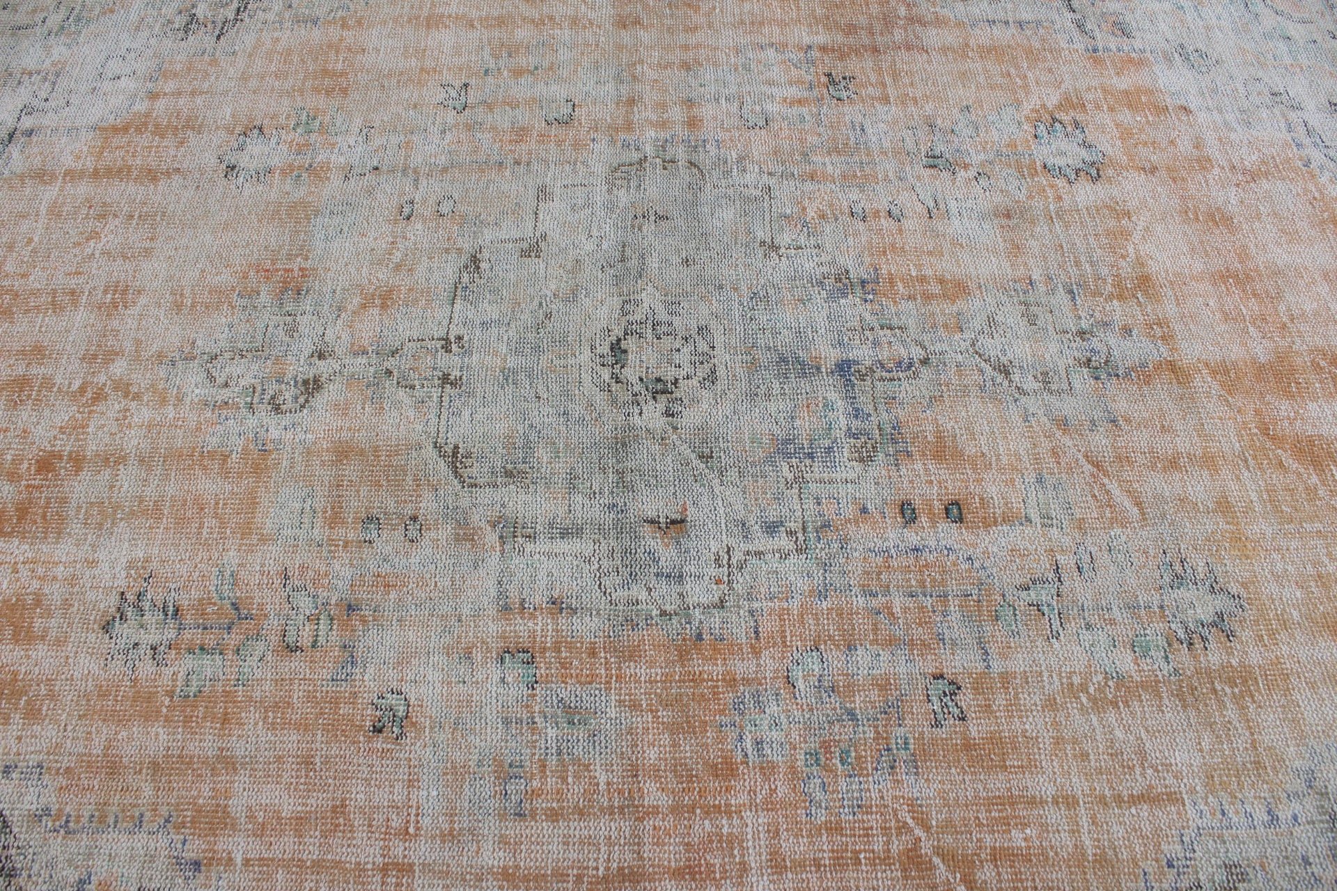 Bedroom Rug, Wool Rugs, Turkish Rugs, Eclectic Rug, Anatolian Rug, Dining Room Rugs, 6.3x8.6 ft Large Rug, Vintage Rug, Orange Wool Rugs