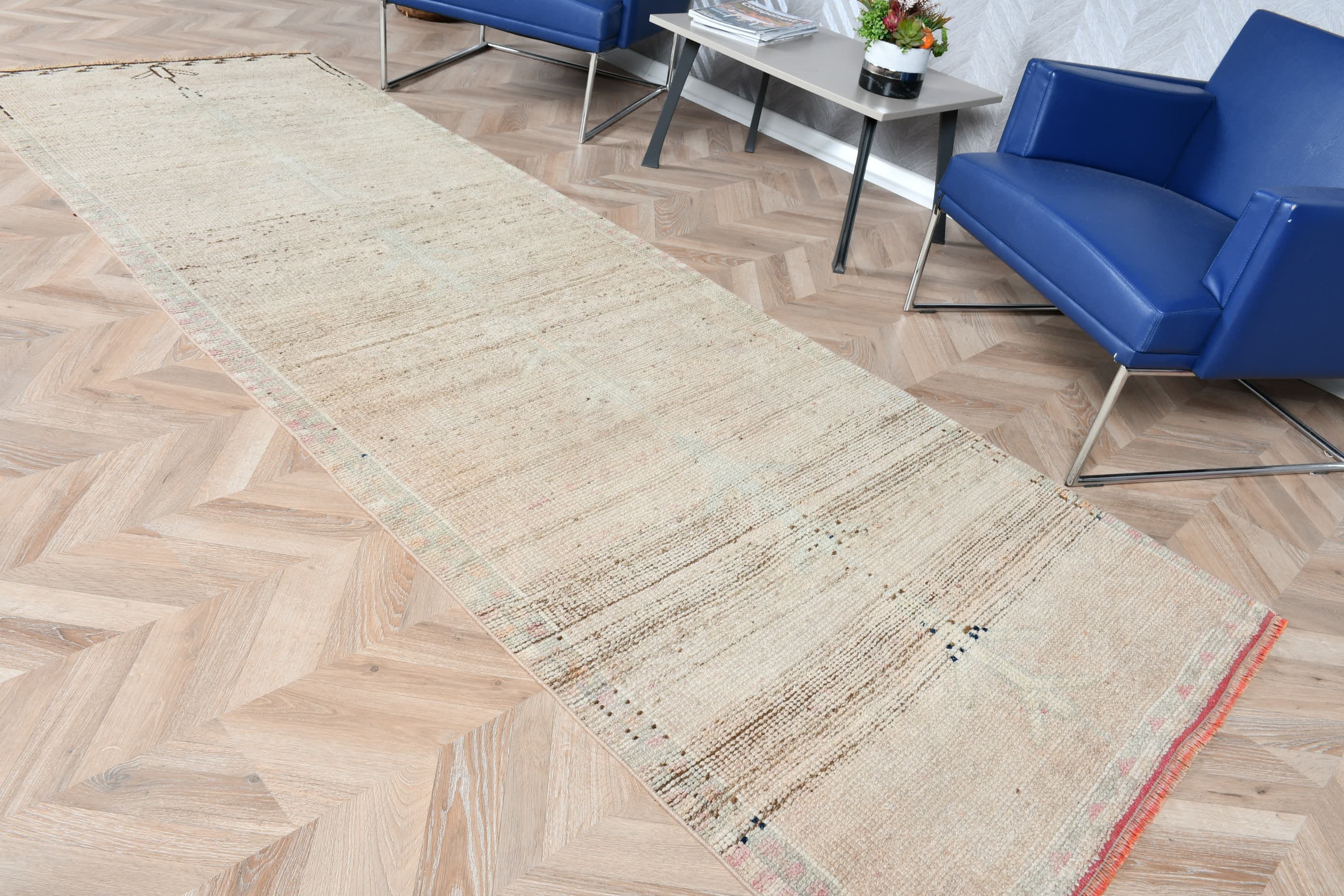 Koridor Halısı, Oryantal Halı, Anadolu Halıları, Bej Fas Halıları, Türk Halıları, Vintage Halılar, 3.5x10.4 ft Runner Halısı, Koridor Halıları