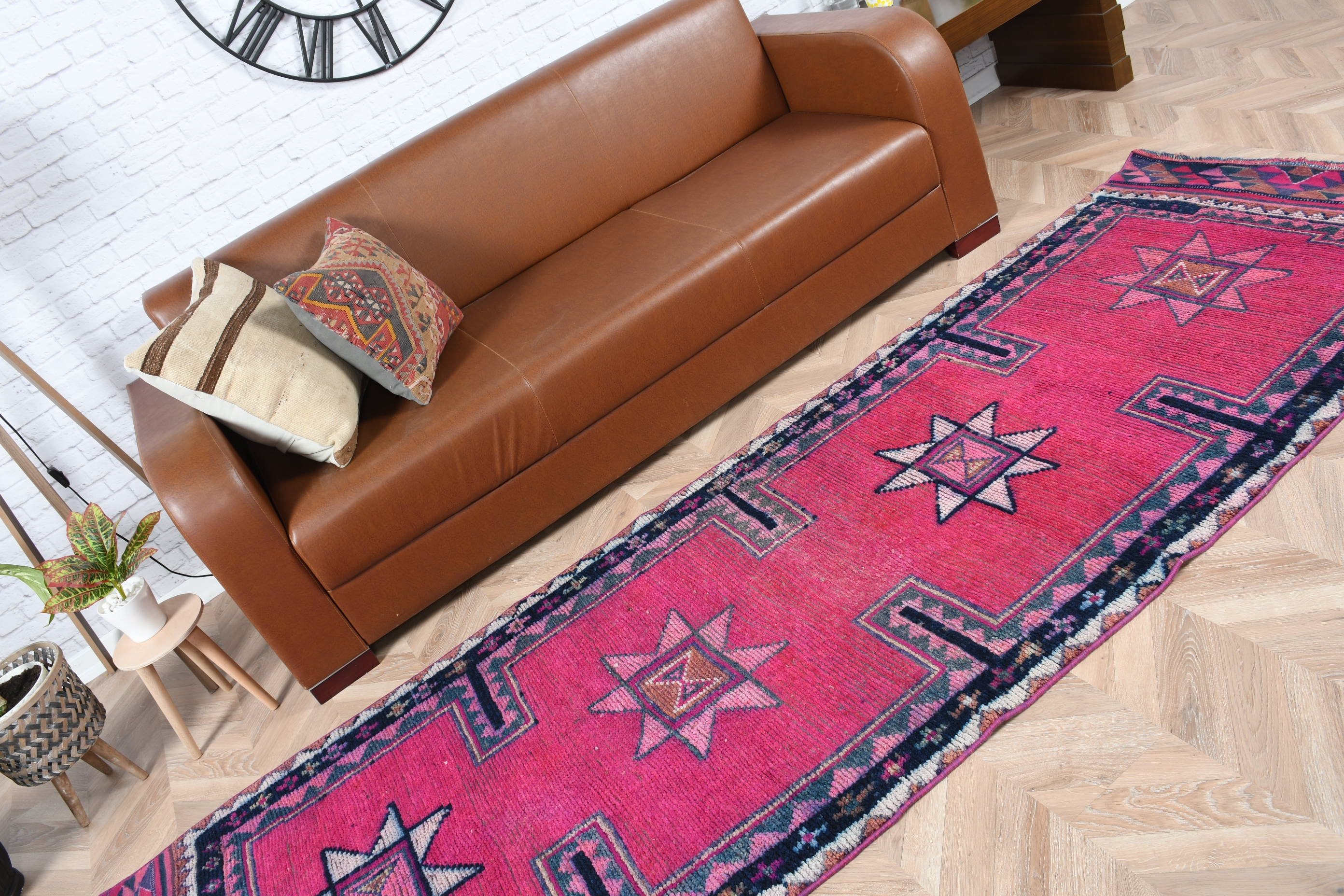 Pink Anatolian Rug, Stair Rug, Turkish Rugs, 3.1x9.8 ft Runner Rug, Vintage Rugs, Rugs for Kitchen, Kitchen Rugs, Wool Rugs