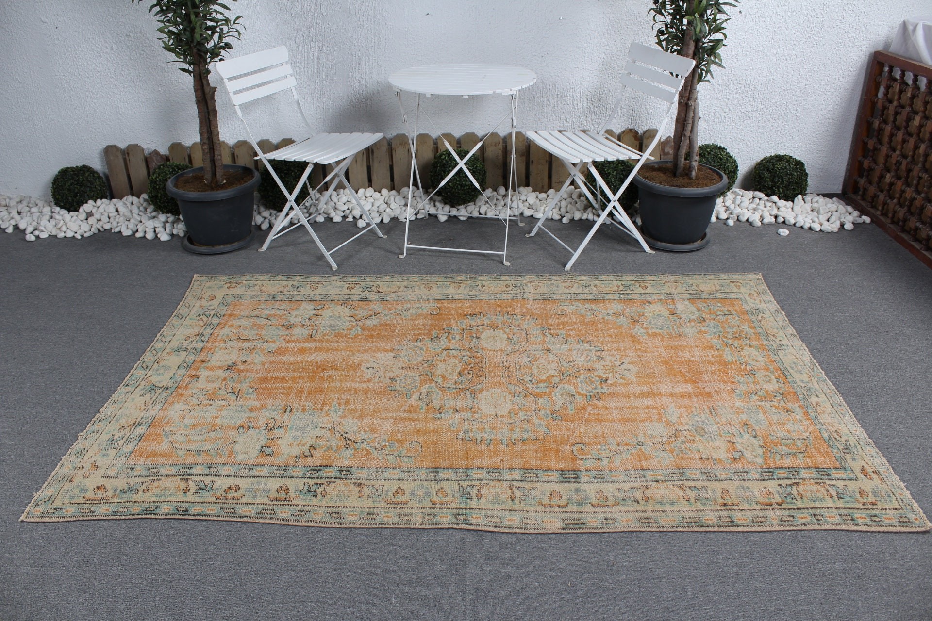 Kitchen Rug, Vintage Rug, Rugs for Area, Bedroom Rug, Floor Rugs, Orange Oushak Rugs, 4.6x7.4 ft Area Rug, Turkish Rugs, Distressed Rug