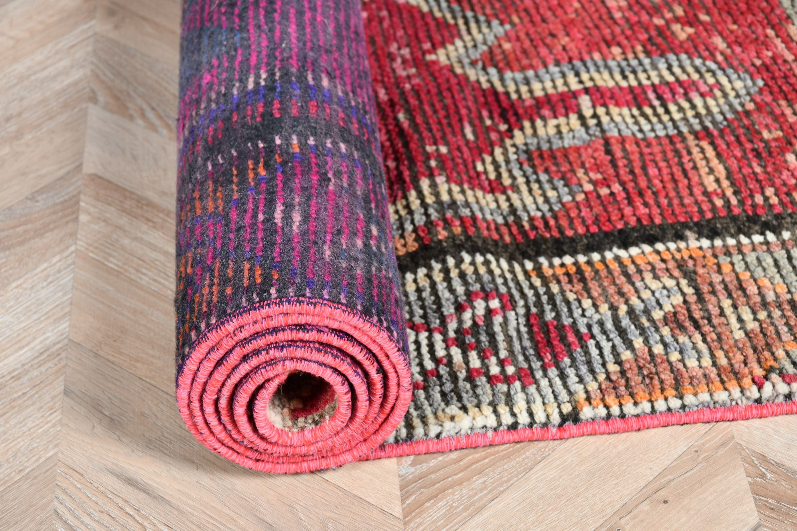 Turkish Rug, Floor Rug, Kitchen Rug, 2.9x10.4 ft Runner Rugs, Vintage Rug, Hallway Rugs, Pink Wool Rug, Bedroom Rug, Rugs for Kitchen