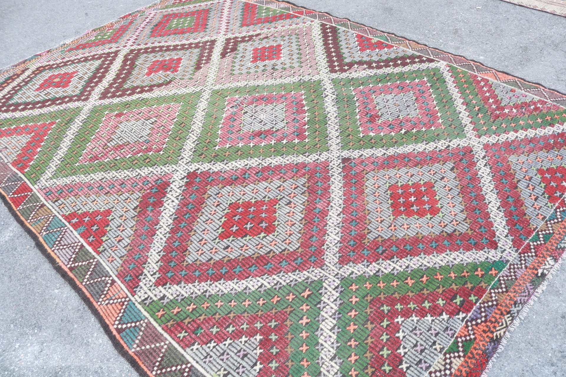 Kitchen Rugs, Turkish Rug, Vintage Rug, Kilim, Antique Rug, Living Room Rugs, Salon Rug, 7x10.3 ft Oversize Rug, Rugs for Living Room