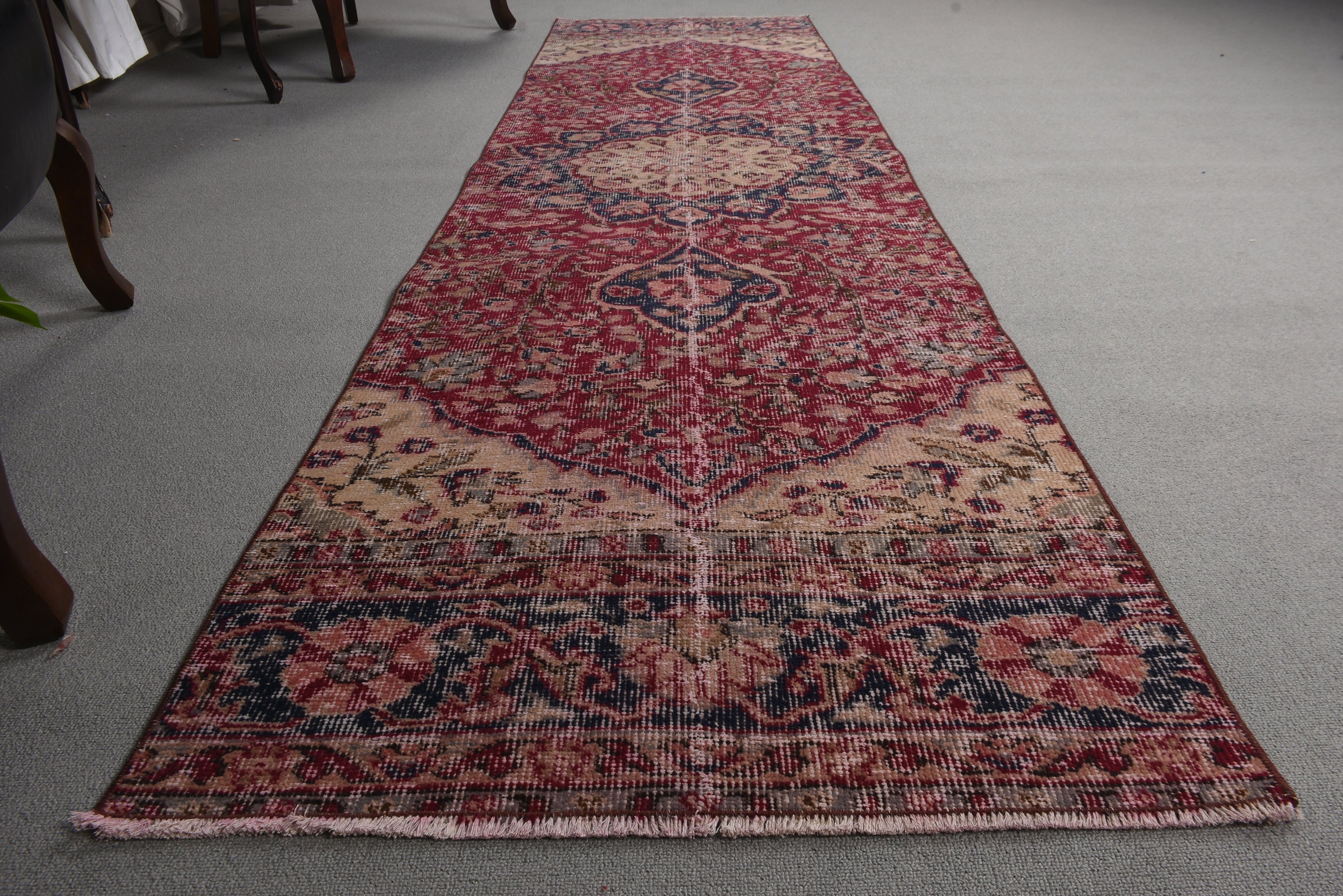 Kabile Halıları, Vintage Halı, Geometrik Halı, Mavi Nötr Halı, Koridor Halıları, Türk Halıları, Mutfak Halıları, Yün Halı, 2,5x9,3 ft Yolluk Halıları