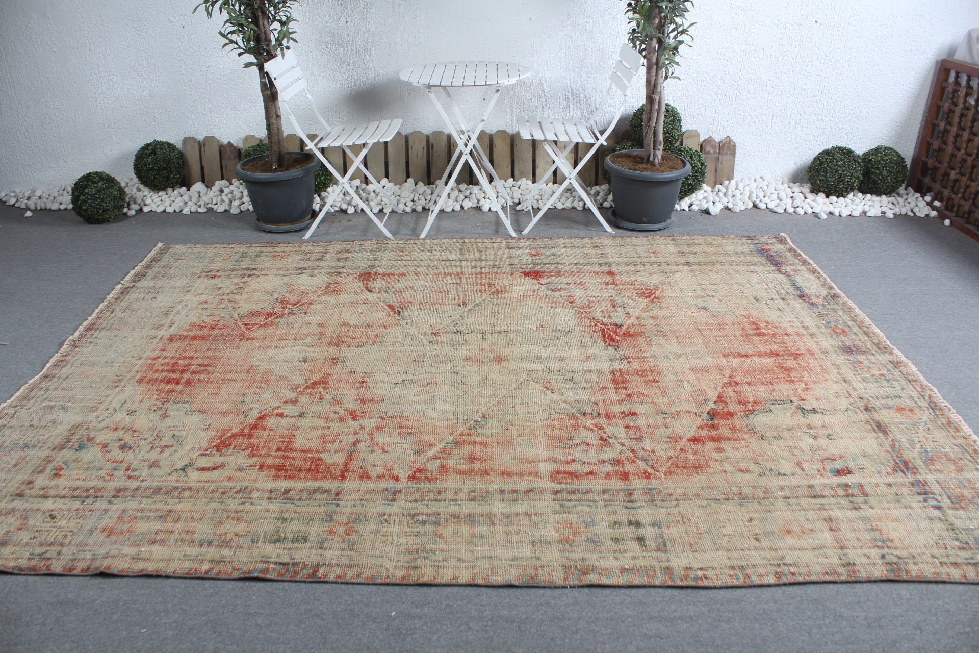 Vintage Rug, Home Decor Rug, Living Room Rug, Salon Rug, Aesthetic Rugs, Red Home Decor Rugs, Turkish Rug, Cool Rugs, 6.8x9.7 ft Large Rugs