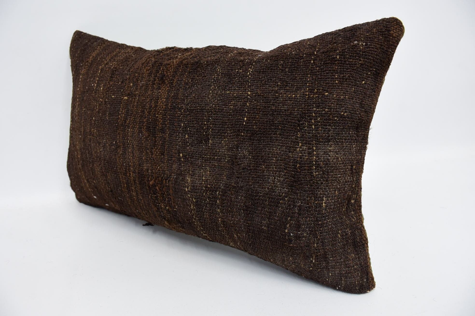 12"x20" Brown Cushion, Ottoman Pillow Cover, Bolster Pillow Case, Vintage Kilim Pillow, Handmade Kilim Cushion, Turkish Pillow