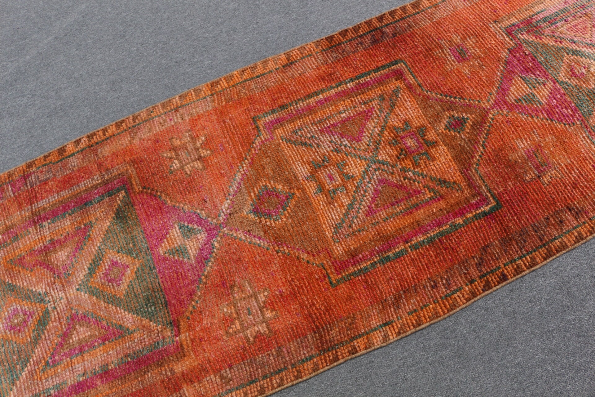 Turuncu Antik Halı, Koridor Halı, Merdiven Halı, 87x315 cm Yolluk Halı, Koridor Halı, Nostaljik Halı, Mutfak Halı, Anadolu Halı