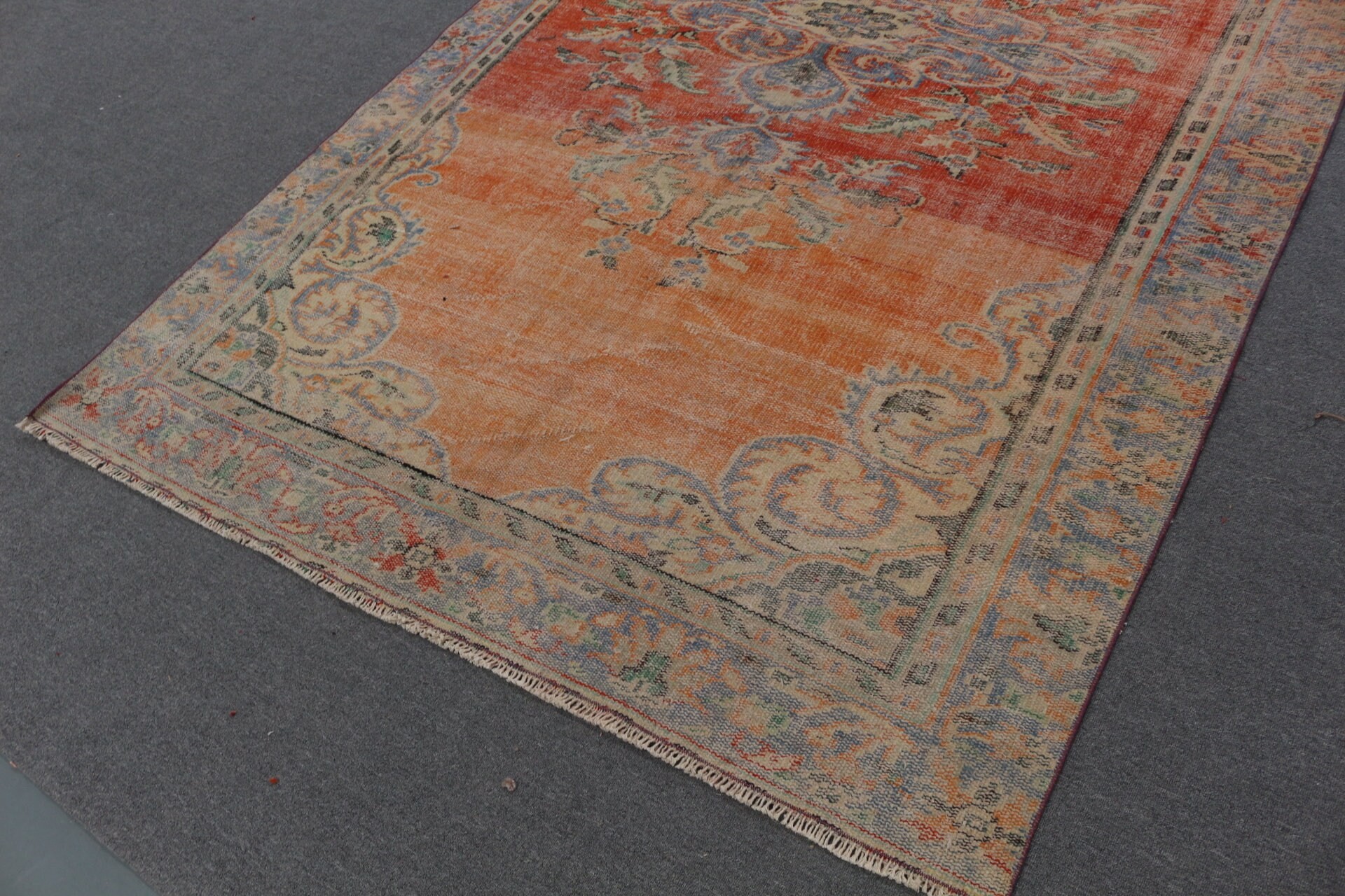 Old Rug, Bedroom Rugs, Cool Rugs, Dining Room Rugs, Turkish Rugs, Oriental Rug, Orange Anatolian Rugs, 5.8x9.8 ft Large Rug, Vintage Rug