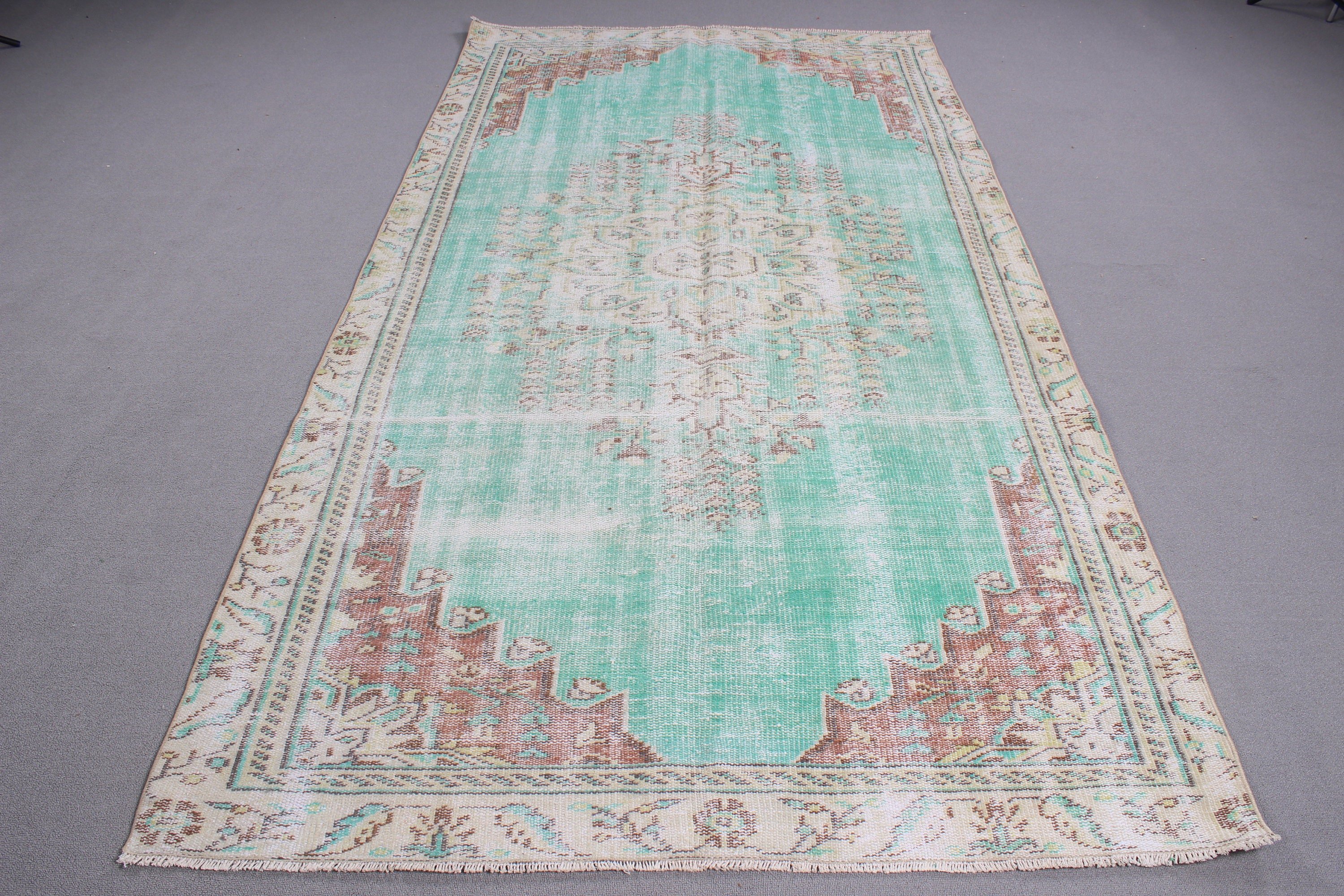 Dining Room Rugs, Large Vintage Rugs, Cool Rug, Exotic Rug, Statement Rugs, 5x9.3 ft Large Rugs, Green Modern Rug, Turkish Rug, Vintage Rug