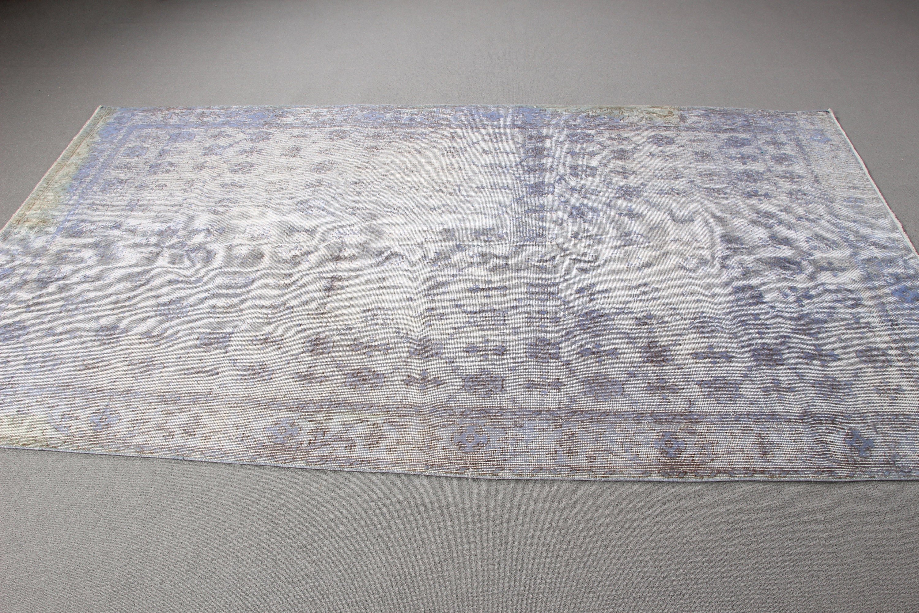 Salon Rugs, Geometric Rug, Antique Rug, Large Oushak Rugs, Blue Moroccan Rugs, Floor Rug, Vintage Rug, Turkish Rugs, 5.1x8.9 ft Large Rugs