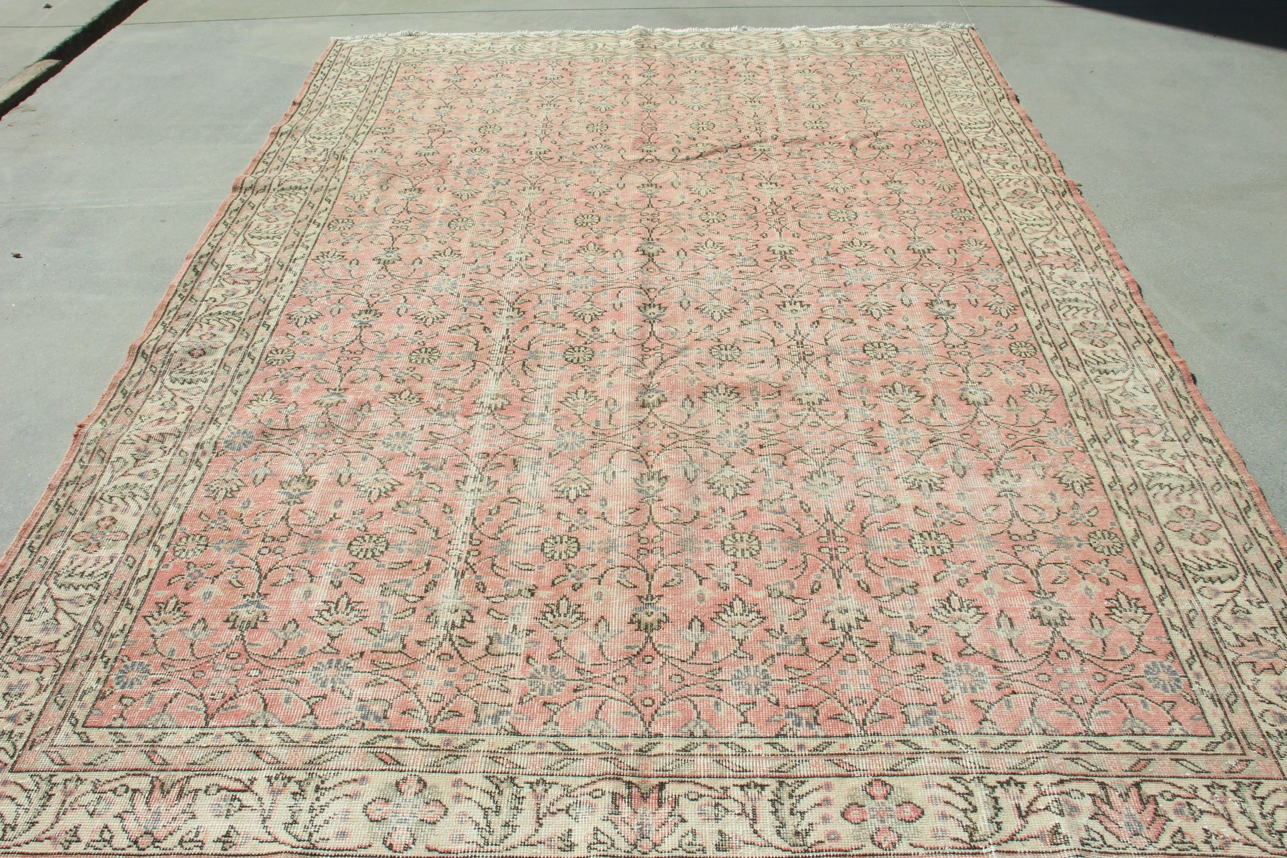 Vintage Rugs, Modern Rugs, 7.2x10.5 ft Oversize Rugs, Pink Modern Rugs, Oversize Turkish Rug, Turkish Rugs, Saloon Rug, Floor Rugs