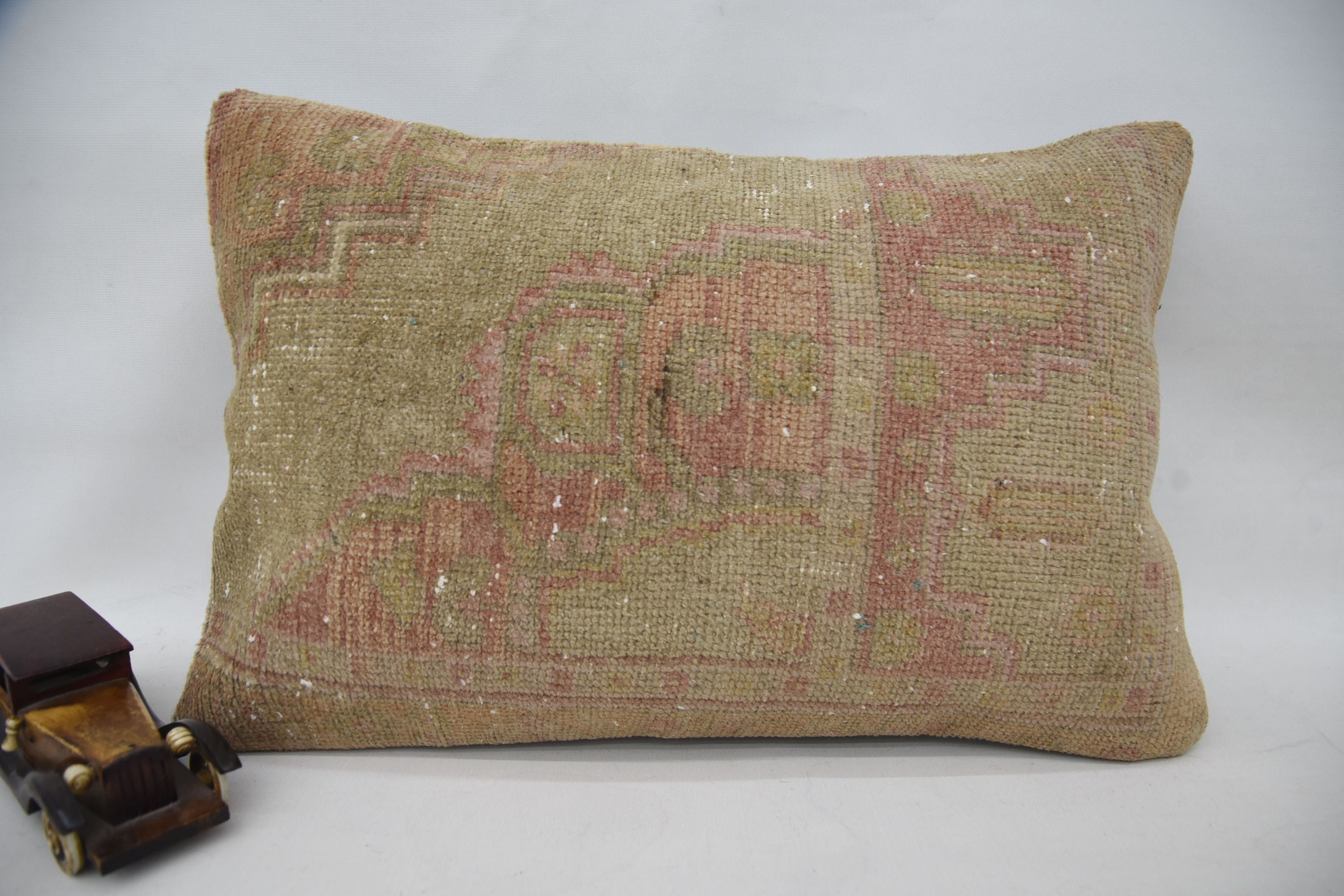 Yoga Pillow Case, Boho Pillow Sham Cover, 16"x24" Beige Pillow Cover, Ethnical Kilim Rug Pillow, Vintage Pillow Sham, Antique Pillows