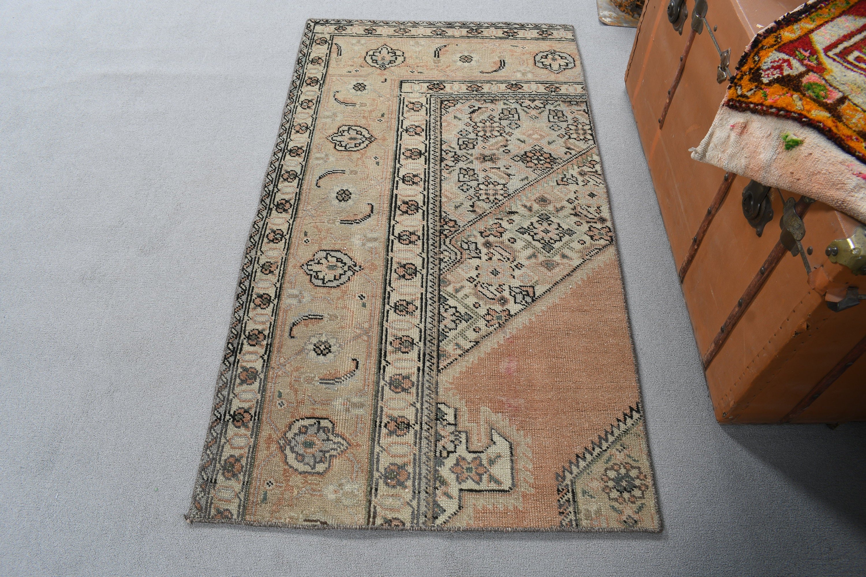 Araba Paspas Halısı, Bej Boho Halılar, Vintage Halılar, Geometrik Halılar, 2.6x4.6 ft Küçük Halı, Nötr Halı, Duvara Asılı Halılar, Türk Halısı, Kabile Halıları