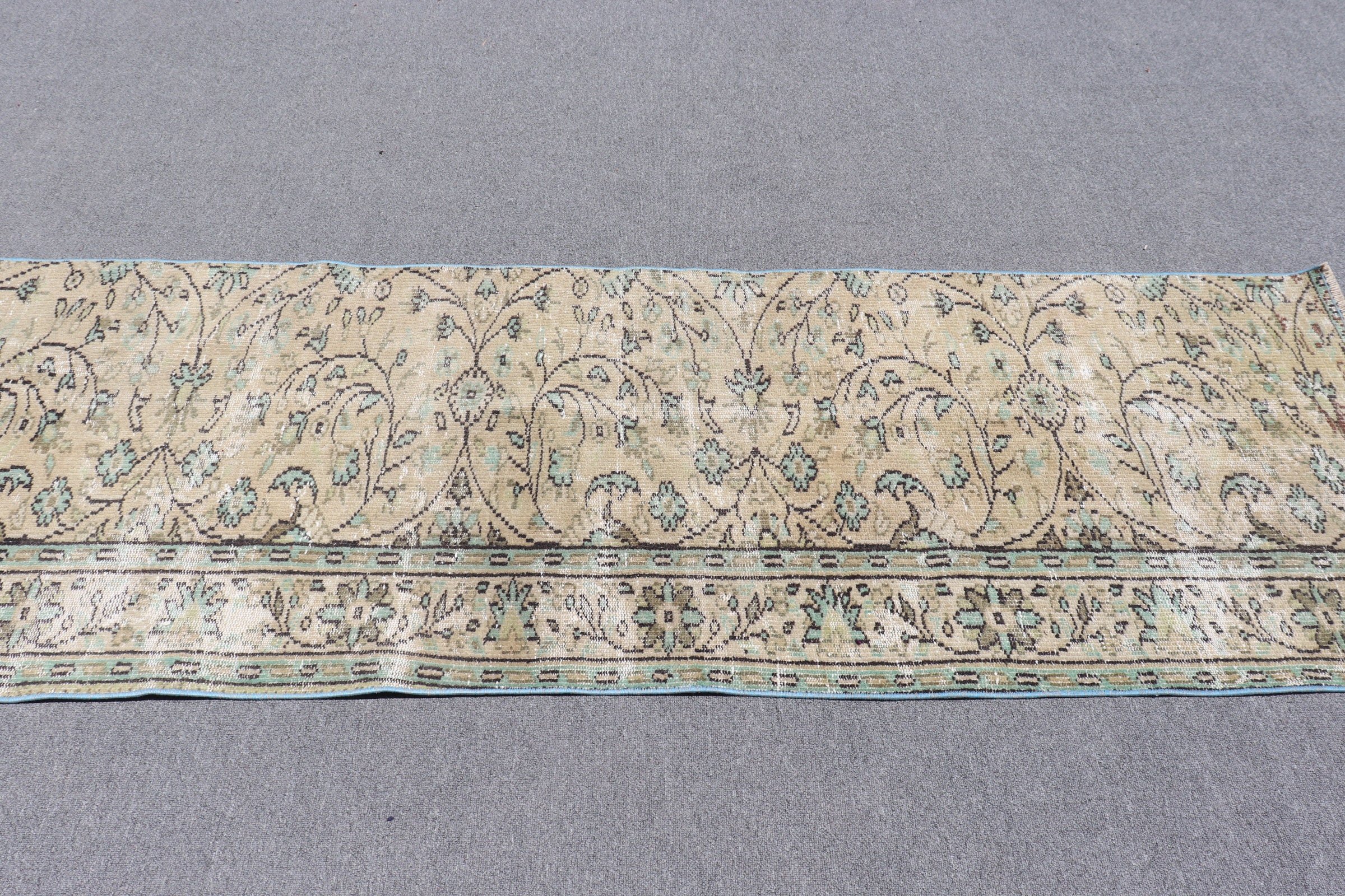 Organic Rug, Green Oushak Rug, 2.8x7.9 ft Runner Rug, Bedroom Rug, Anatolian Rugs, Turkish Rug, Vintage Rug, Hallway Rug, Corridor Rugs