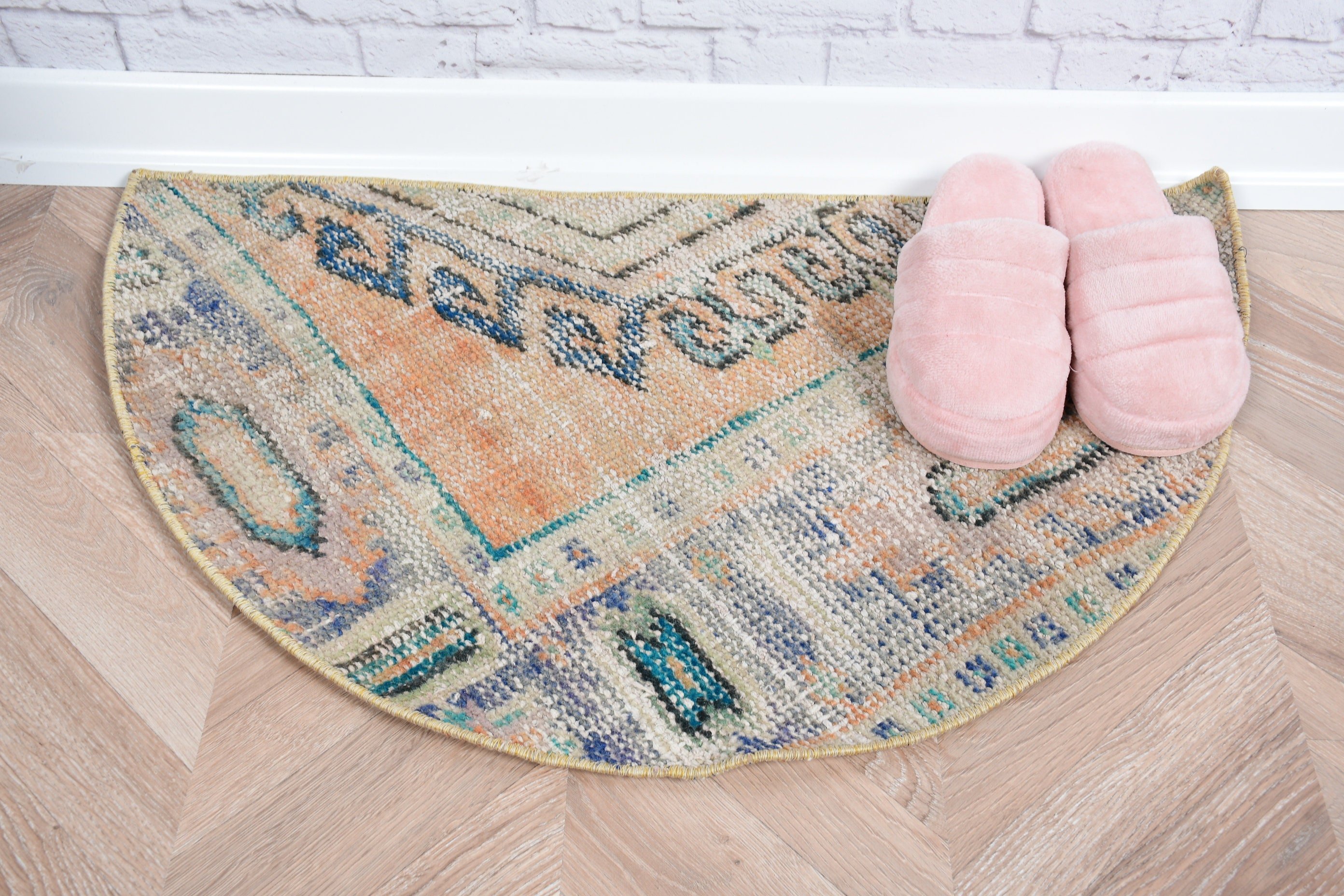 Orange Anatolian Rugs, Vintage Rug, 2.5x1.5 ft Small Rug, Cute Rug, Wall Hanging Rugs, Turkish Rugs, Bath Rug, Kitchen Rug, Home Decor Rug