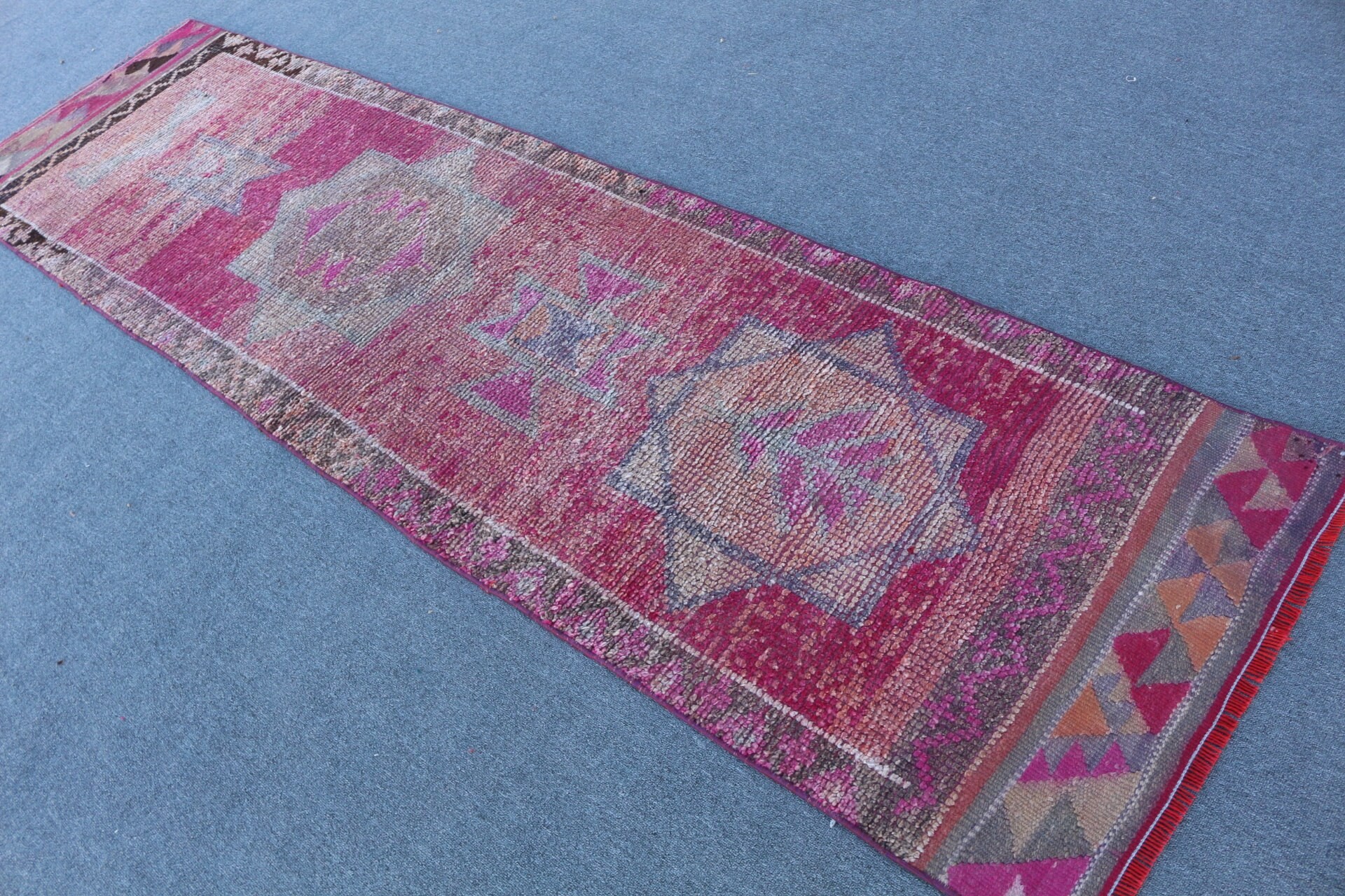 Rugs for Corridor, Vintage Rug, Bedroom Rug, Corridor Rug, 2.7x9.6 ft Runner Rug, Pink Floor Rug, Hallway Rug, Turkish Rugs