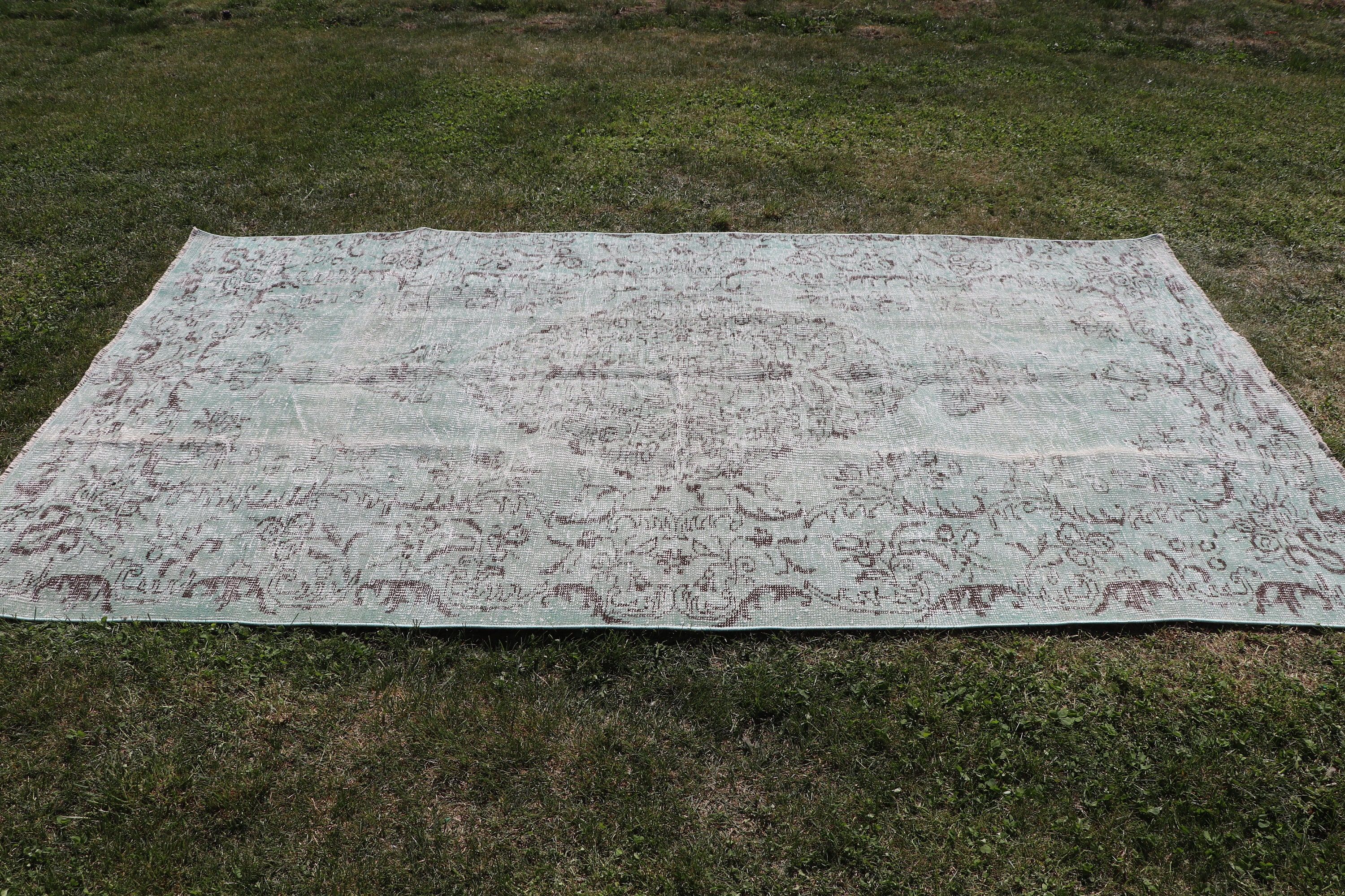 Yatak Odası Halıları, Boho Halıları, Türk Halısı, Yeşil Açıklama Halısı, Büyük Oushak Halısı, Vintage Halı, Yatak Odası Halıları, Modern Halı, 5x9 ft Büyük Halılar