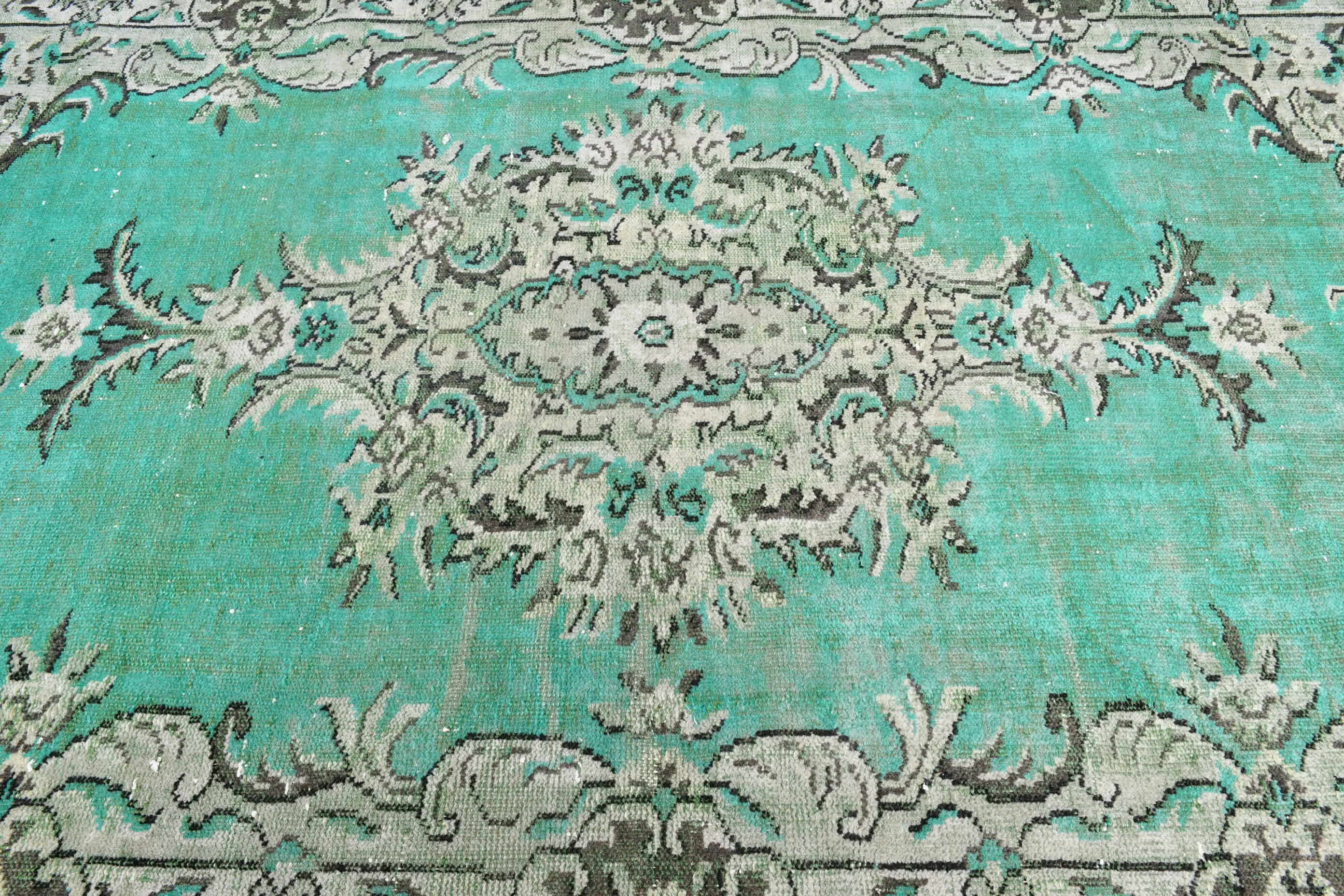 Living Room Rugs, Vintage Rug, Anatolian Rugs, Natural Rugs, Turkish Rug, Salon Rug, Oriental Rug, Green Cool Rug, 5.9x8.9 ft Large Rugs