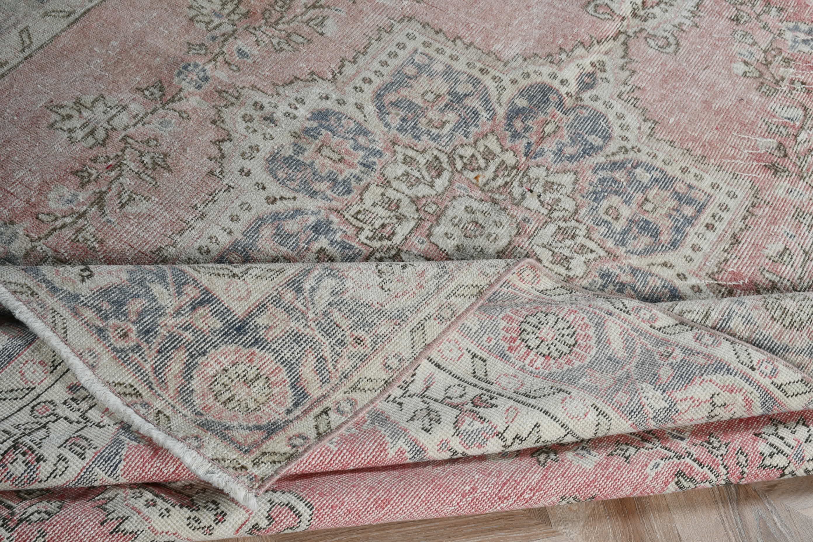 Türk Halısı, 5.9x9.4 ft Büyük Halı, Anadolu Halısı, Yemek Odası Halıları, Yatak Odası Halısı, Pembe Soğuk Halı, Salon Halıları, Vintage Halı