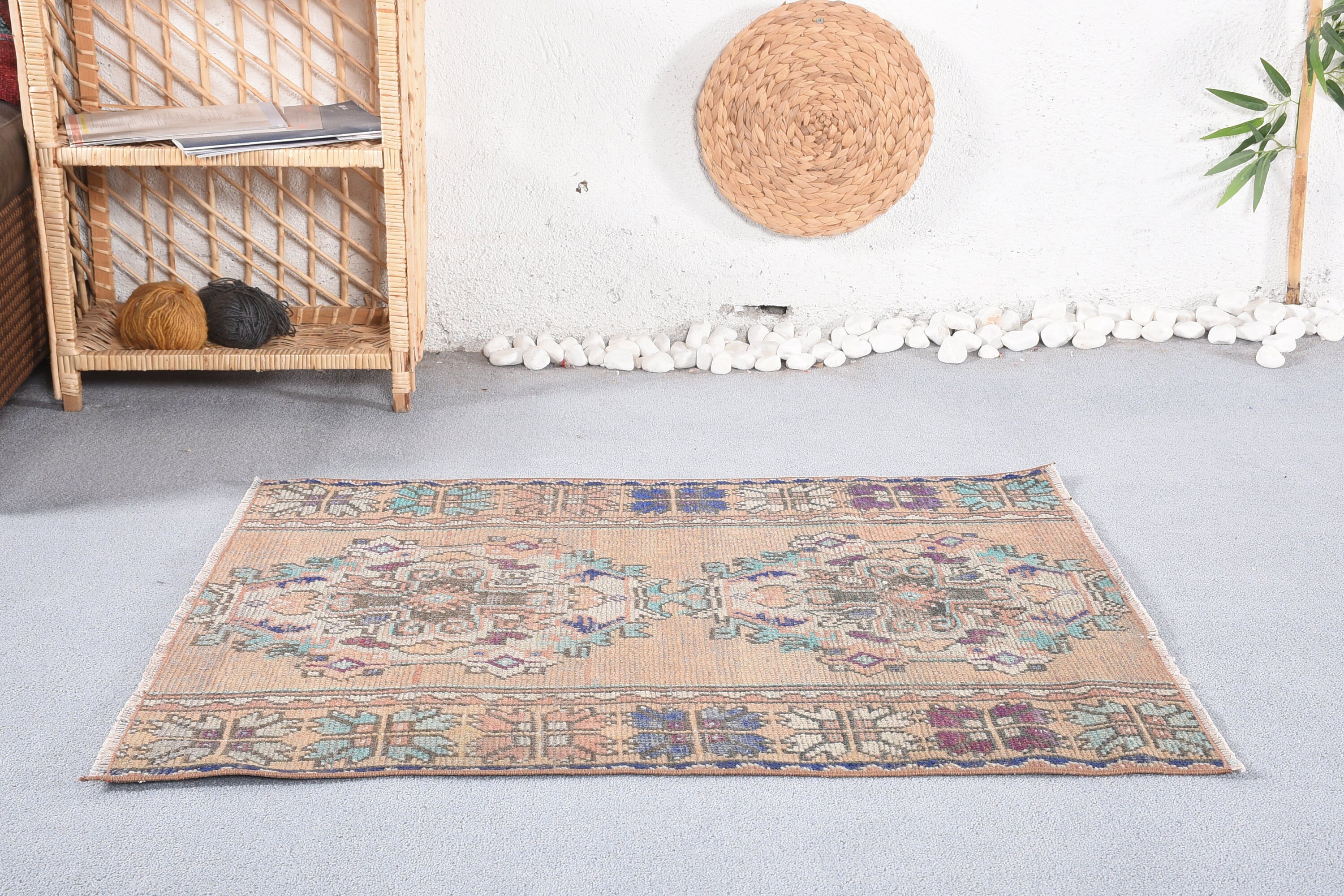 3x3.3 ft Small Rugs, Vintage Rug, Oriental Rugs, Kitchen Rugs, Entry Rugs, Turkish Rugs, Floor Rug, Brown Cool Rug, Rugs for Wall Hanging