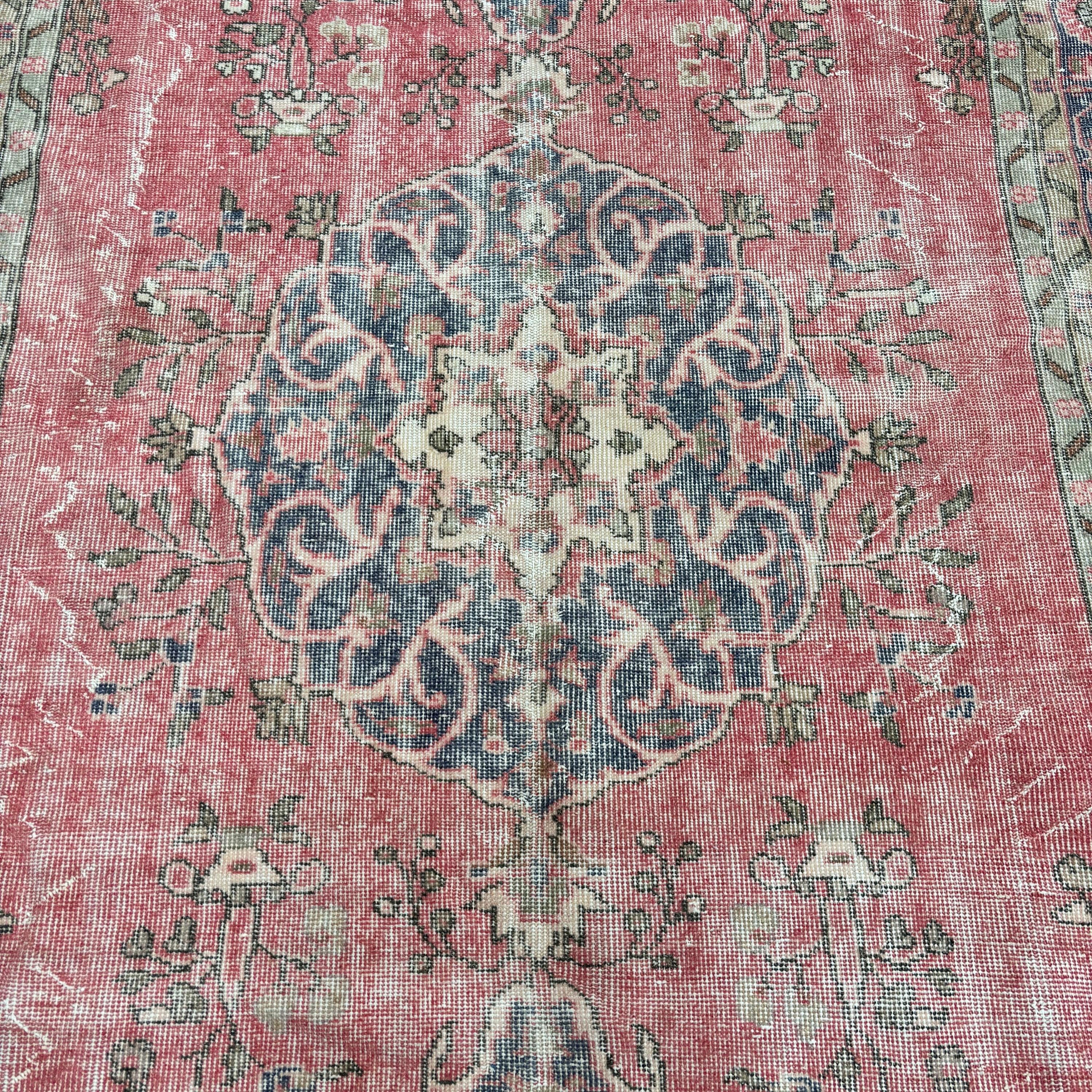 Pembe Oryantal Halı, Bildiri Halısı, 6.1x10.2 ft Büyük Halılar, Oturma Odası Halıları, Yatak Odası Halısı, Vintage Halı, Türk Halıları, Boho Halıları