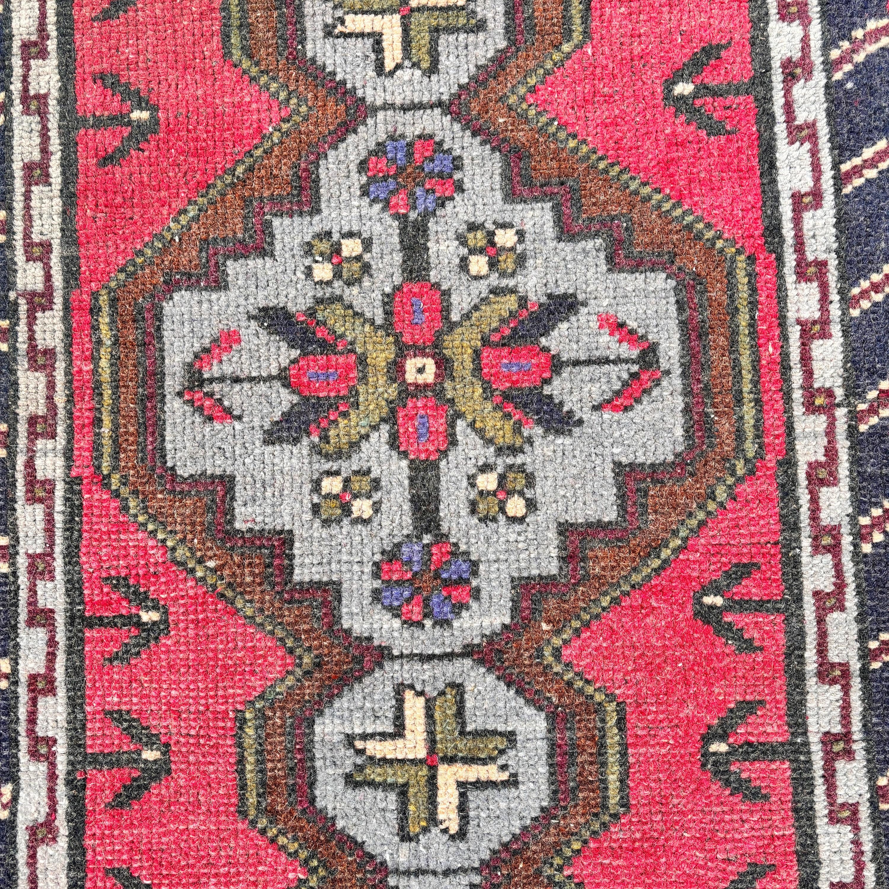 Vintage Rug, Modern Rugs, Red  1.8x3.2 ft Small Rugs, Bathroom Rug, Ethnic Rug, Antique Rugs, Small Area Rug, Turkish Rugs