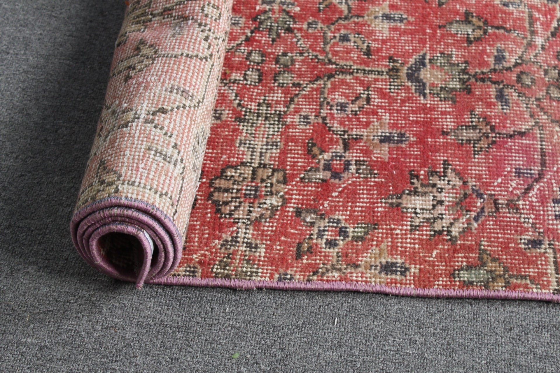 Rugs for Car Mat, Oushak Rug, 2.7x5.4 ft Small Rugs, Pink Moroccan Rug, Bedroom Rug, Turkish Rug, Vintage Rugs, Door Mat Rug, Bath Rugs