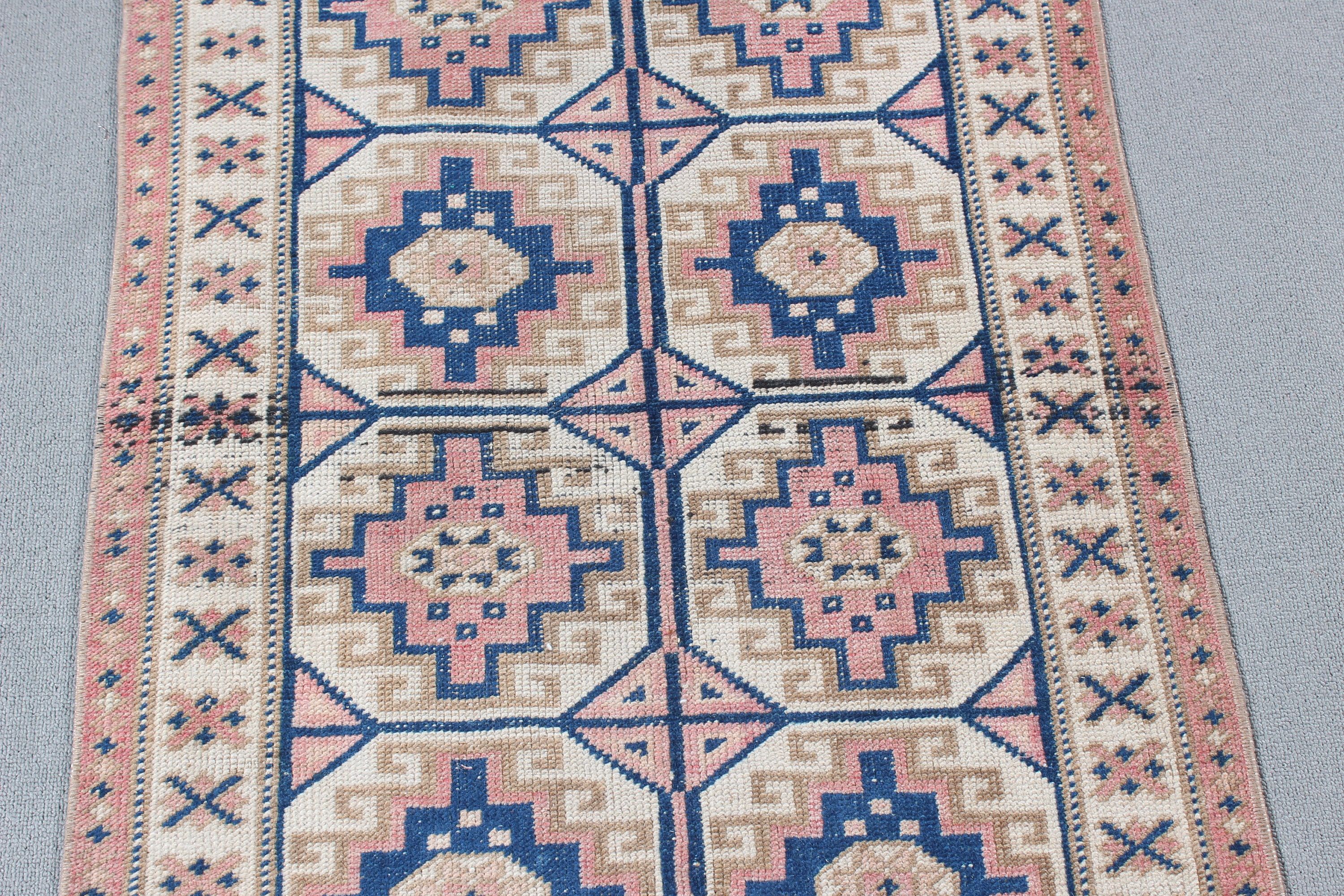 Vintage Rugs, Boho Rugs, Rugs for Long Runner, Brown Boho Rugs, 2.3x9.3 ft Runner Rug, Turkish Rug, Beni Ourain Runner Rugs, Neutral Rugs