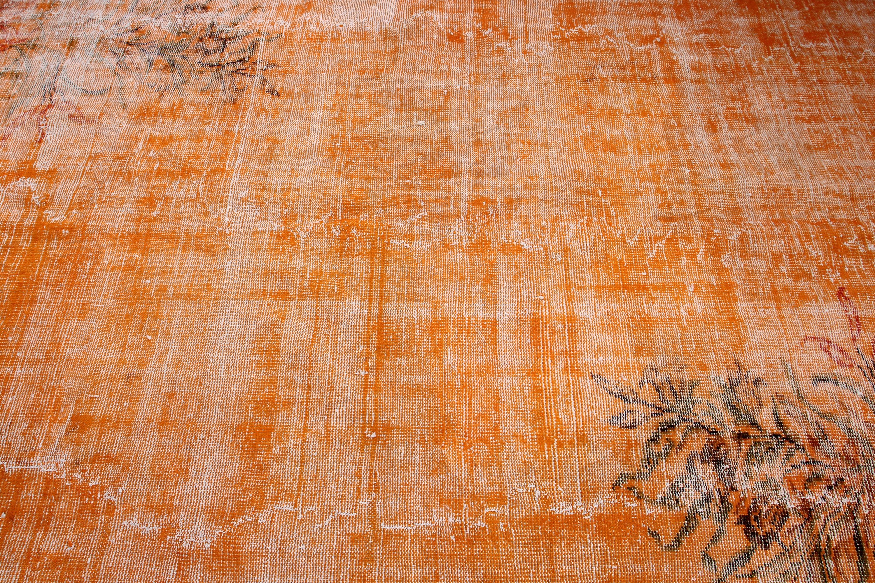 Handwoven Rug, Antique Rugs, Orange  6x8.4 ft Large Rug, Office Rugs, Salon Rug, Vintage Rugs, Large Oushak Rugs, Turkish Rug