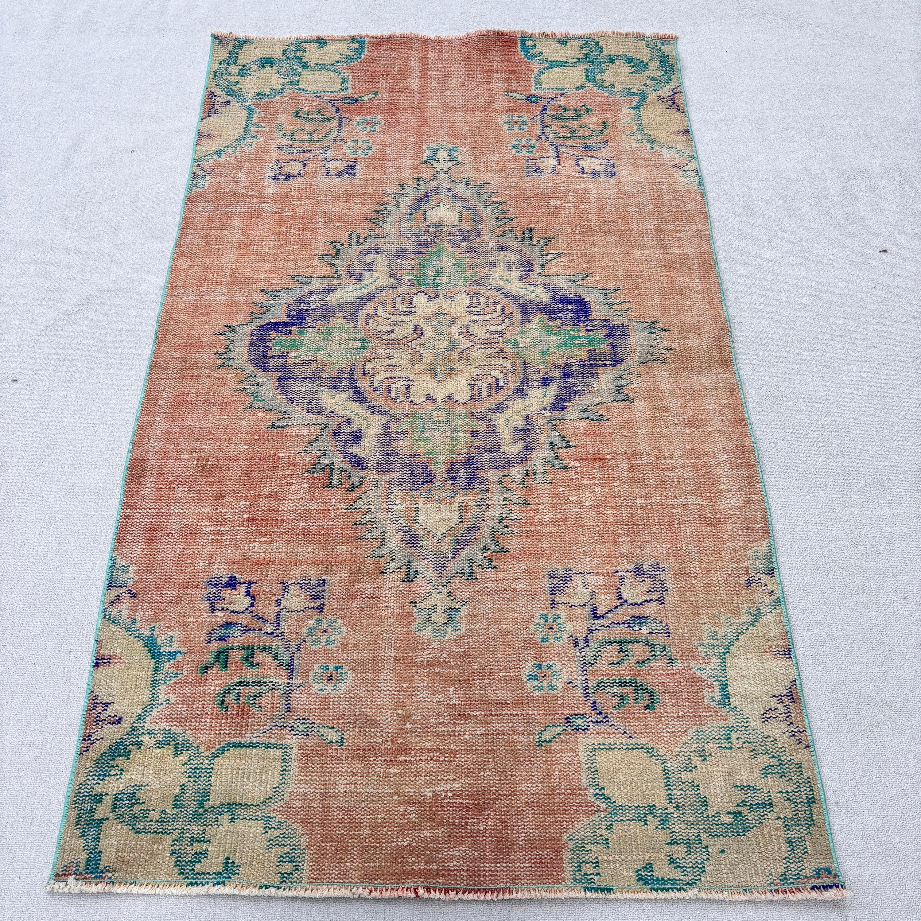 3,8x6,3 ft Accent Halı, Vintage Halı, Çocuk Halıları, Havalı Halı, Turuncu Boho Halıları, Türk Halısı, Dekoratif Halılar, Mutfak Halıları, Modern Halılar