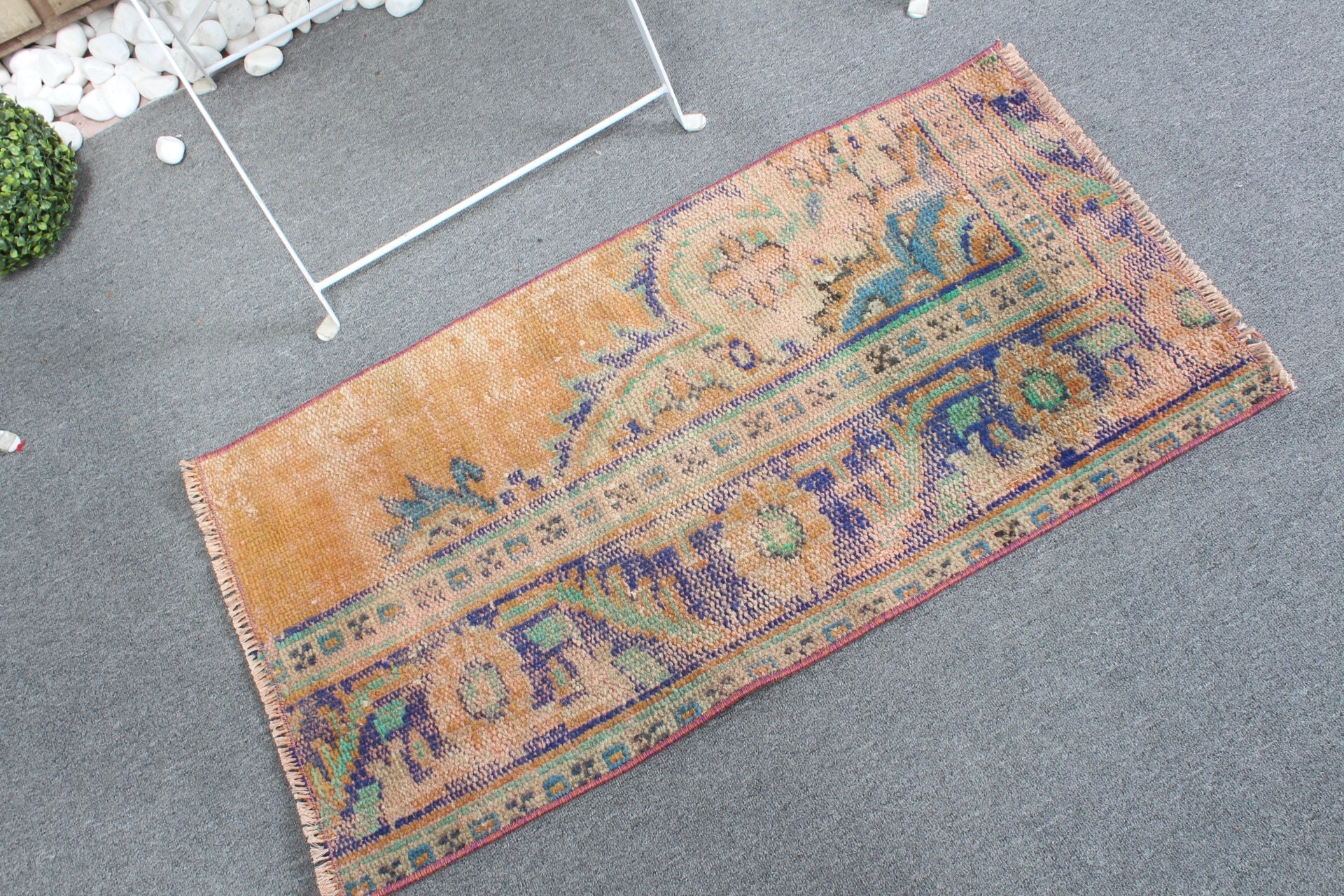 Floor Rugs, Vintage Rug, Vintage Decor Rug, Oushak Rug, Turkish Rug, Nursery Rug, 1.6x3.2 ft Small Rug, Orange Home Decor Rug, Bathroom Rug