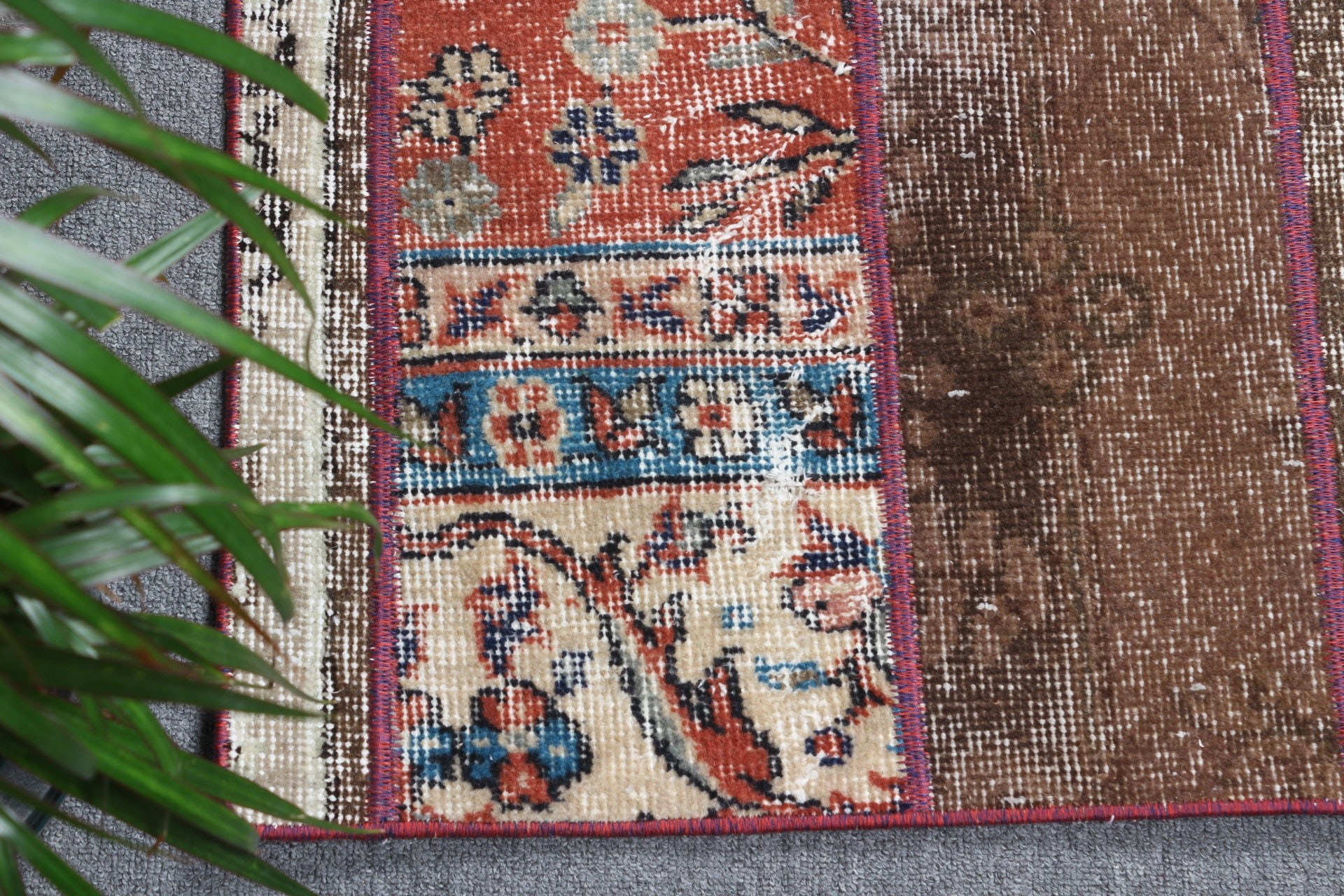 Rugs for Bathroom, Turkish Rugs, Pastel Rug, Bath Rug, Vintage Rug, Home Decor Rug, Red Kitchen Rug, 1.7x3.5 ft Small Rug, Moroccan Rugs