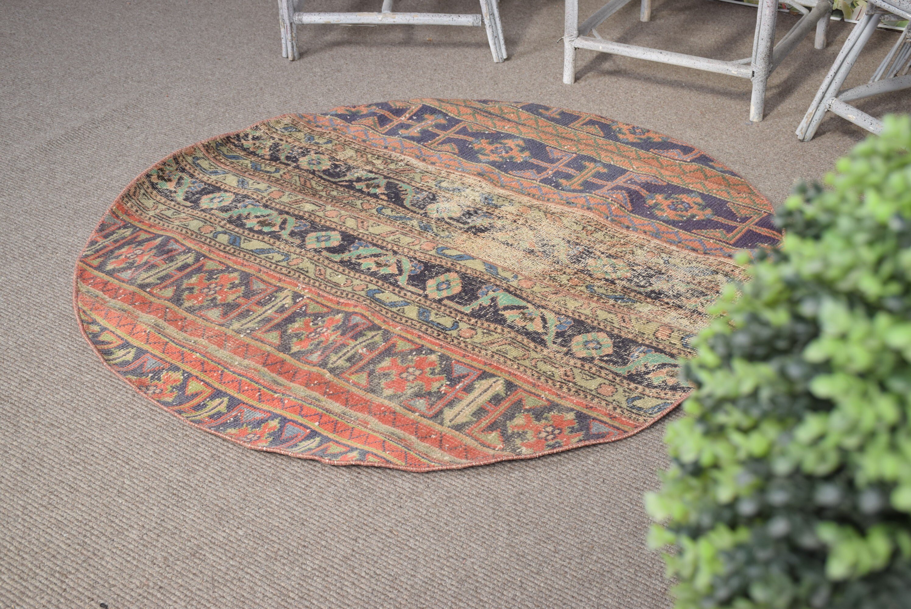 Kitchen Rug, Home Decor Rug, Red Home Decor Rug, 4.4x4.4 ft Accent Rugs, Vintage Rugs, Turkish Rug, Eclectic Rug, Entry Rug, Bedroom Rug